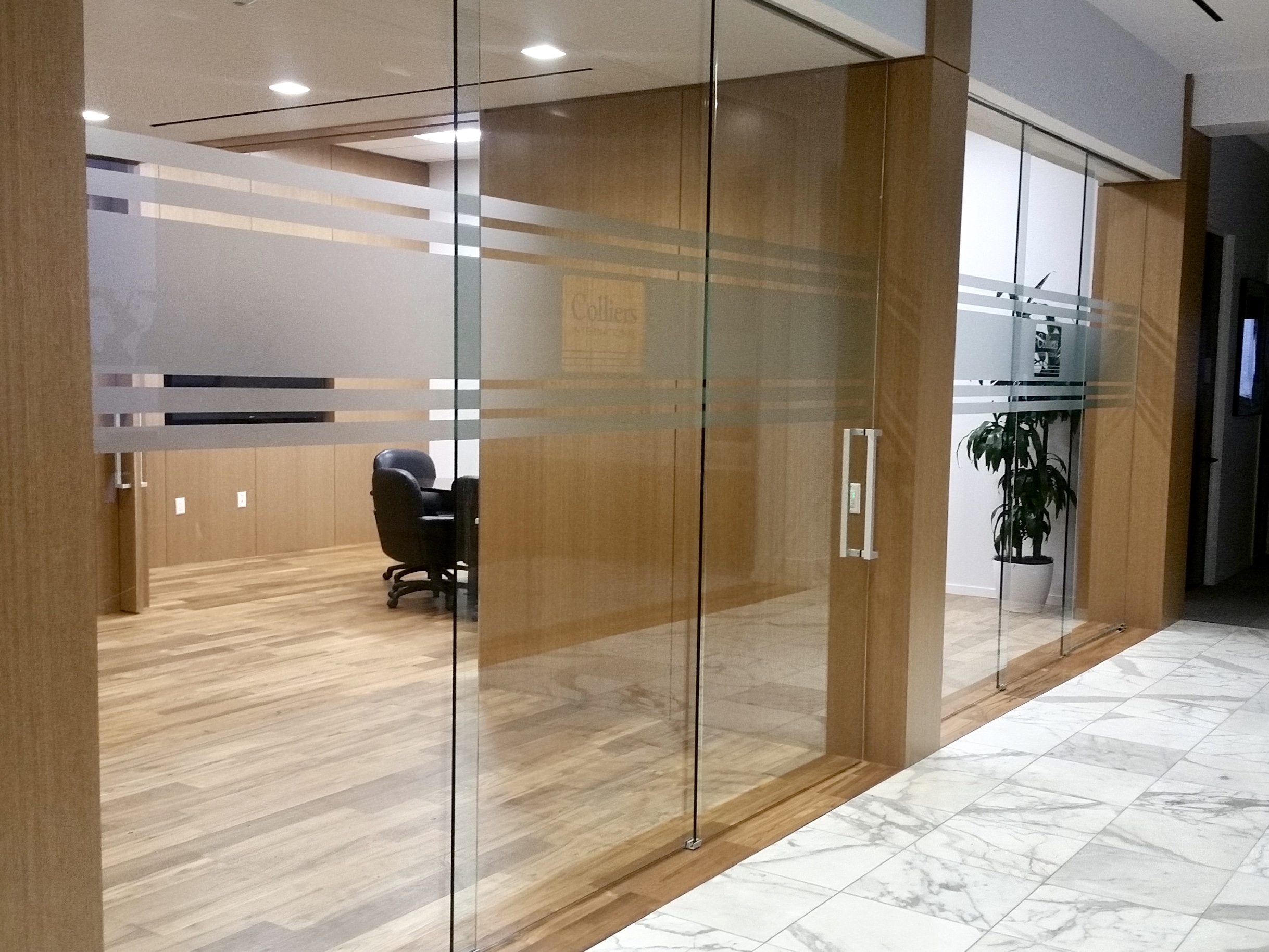 Colliers International office privacy-safety etch vinyl