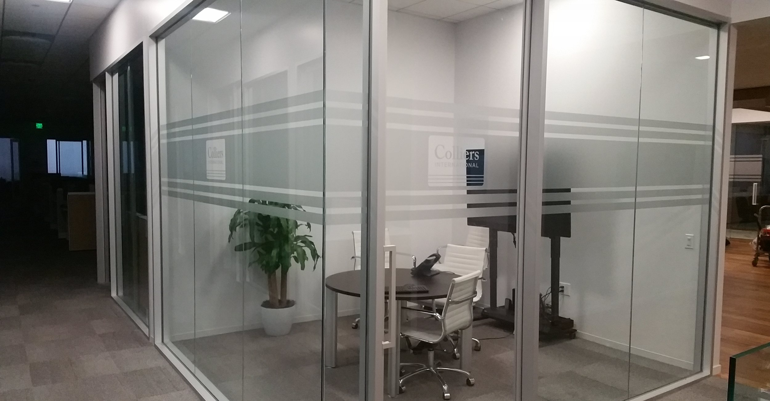 Colliers International office privacy-safety etch vinyl