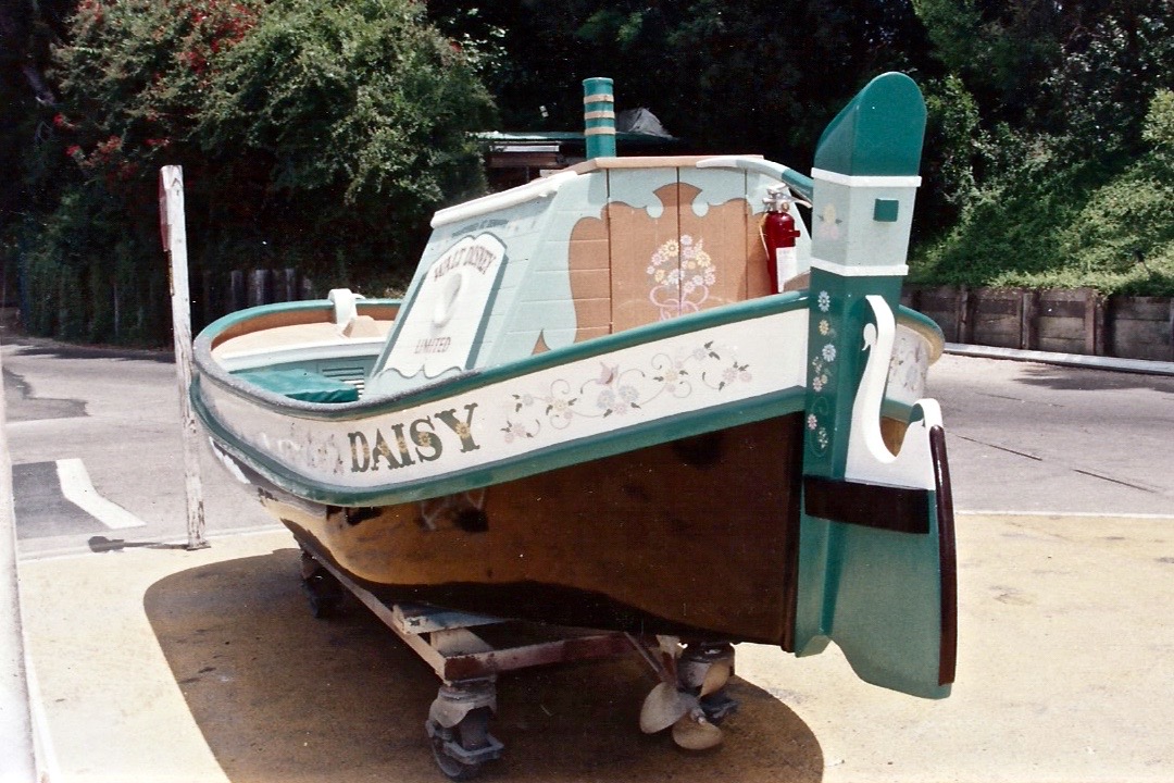 Hand painted Daisy Storybook Land boat graphics back