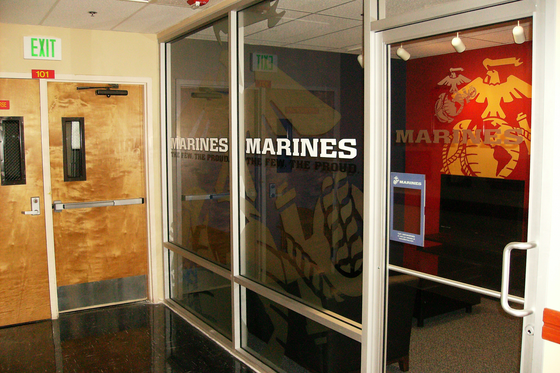 Marines Recruiting custom vinyl window graphics