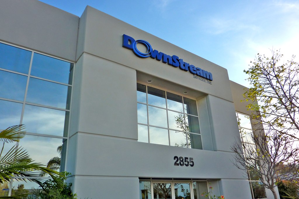 Downstream Services dimensional letters and logo sign