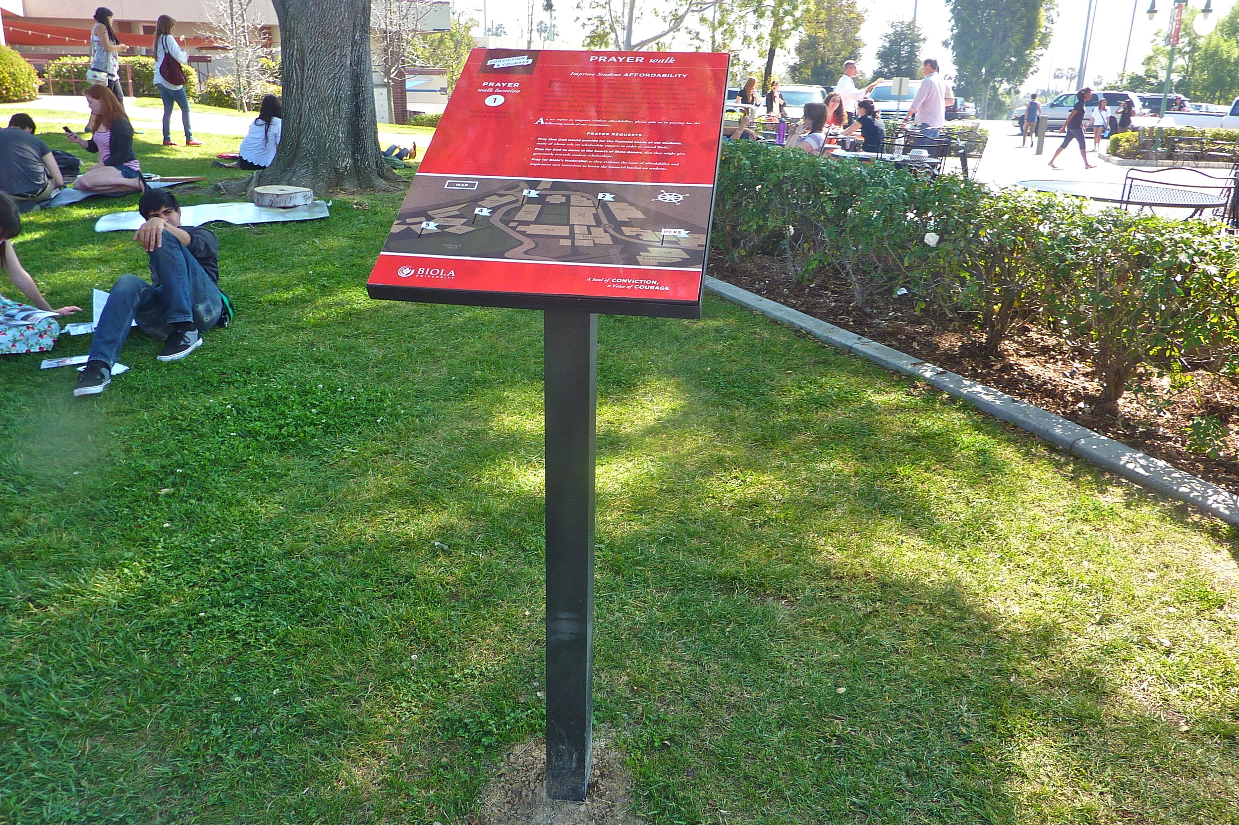 Biola University prayer walk display panel