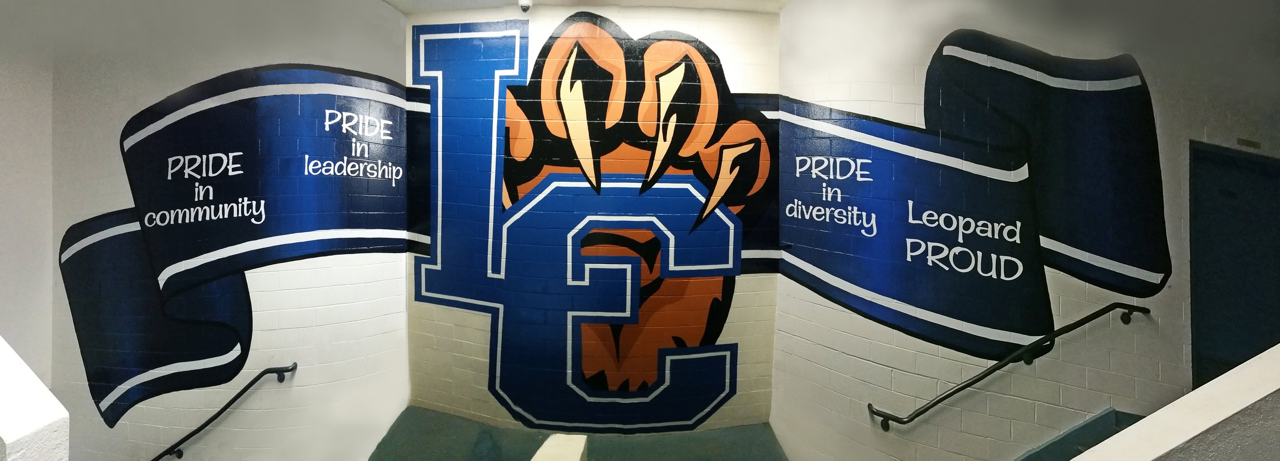 Los Cerritos Middle School hand painted mural - stair 1