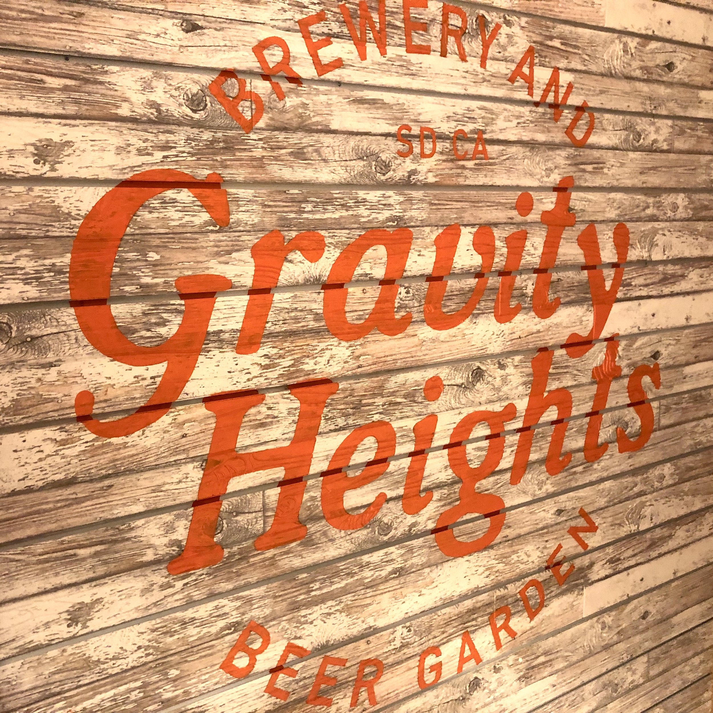 Gravity Heights Brewery San Diego hand painted brand logo