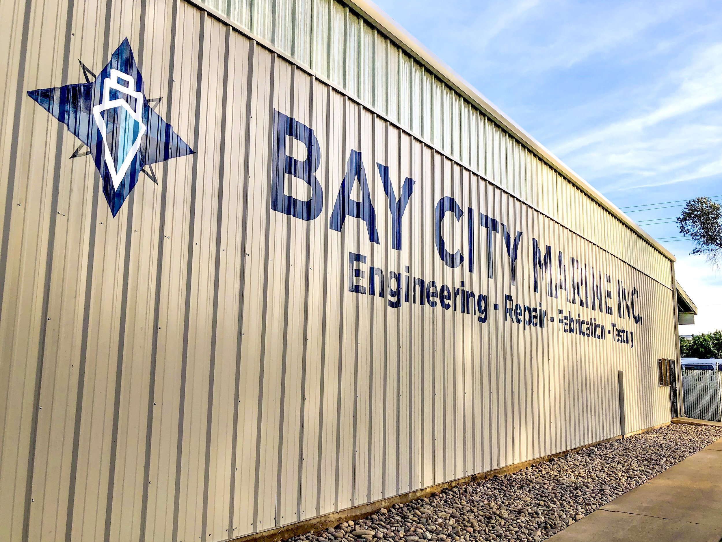 Bay City Marine hand painted sign mural San Diego area