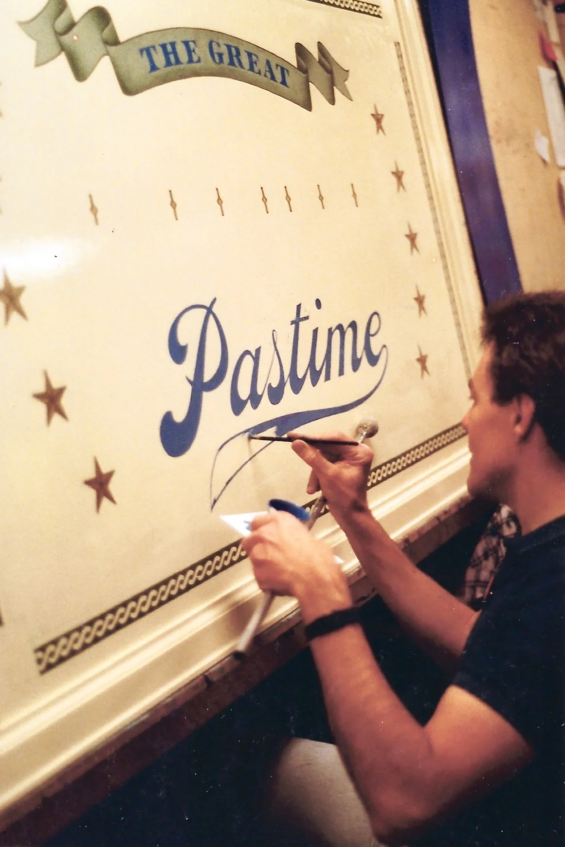 Disneyland Main Street sign - hand painting the Great American Pastime storefront sign…