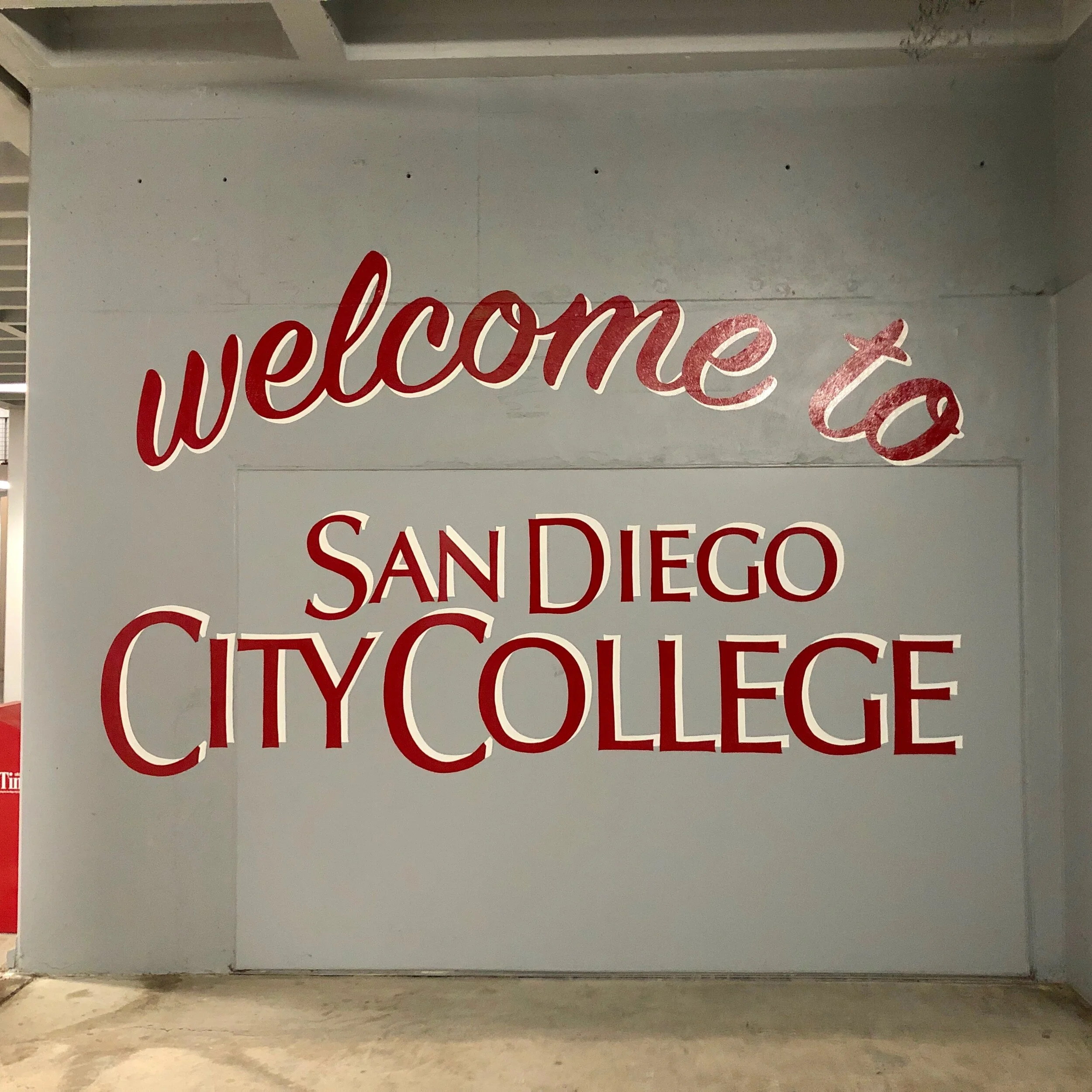 Recent work - San Diego City College hand painted mural - environmental graphics