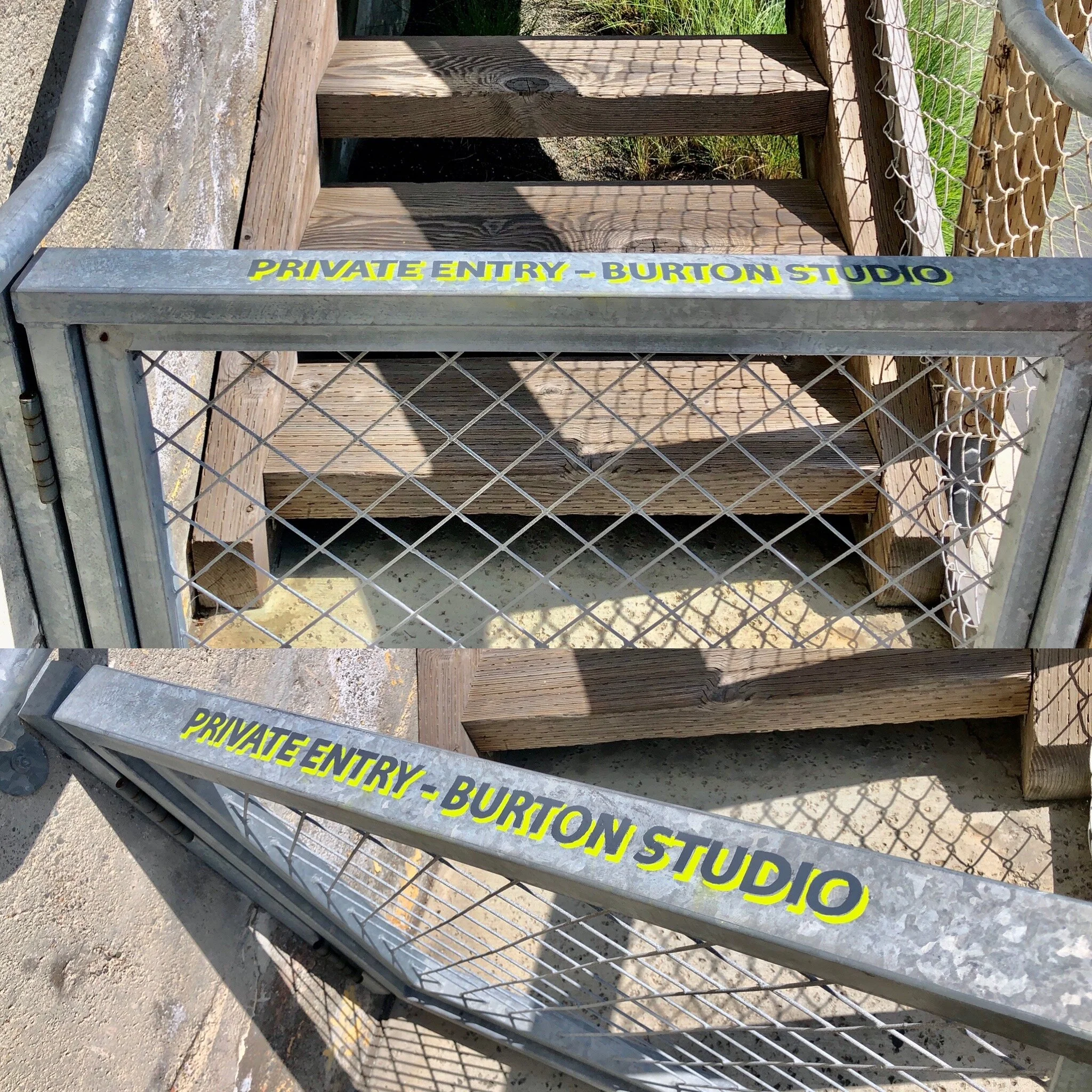 Hand painted entry lettering