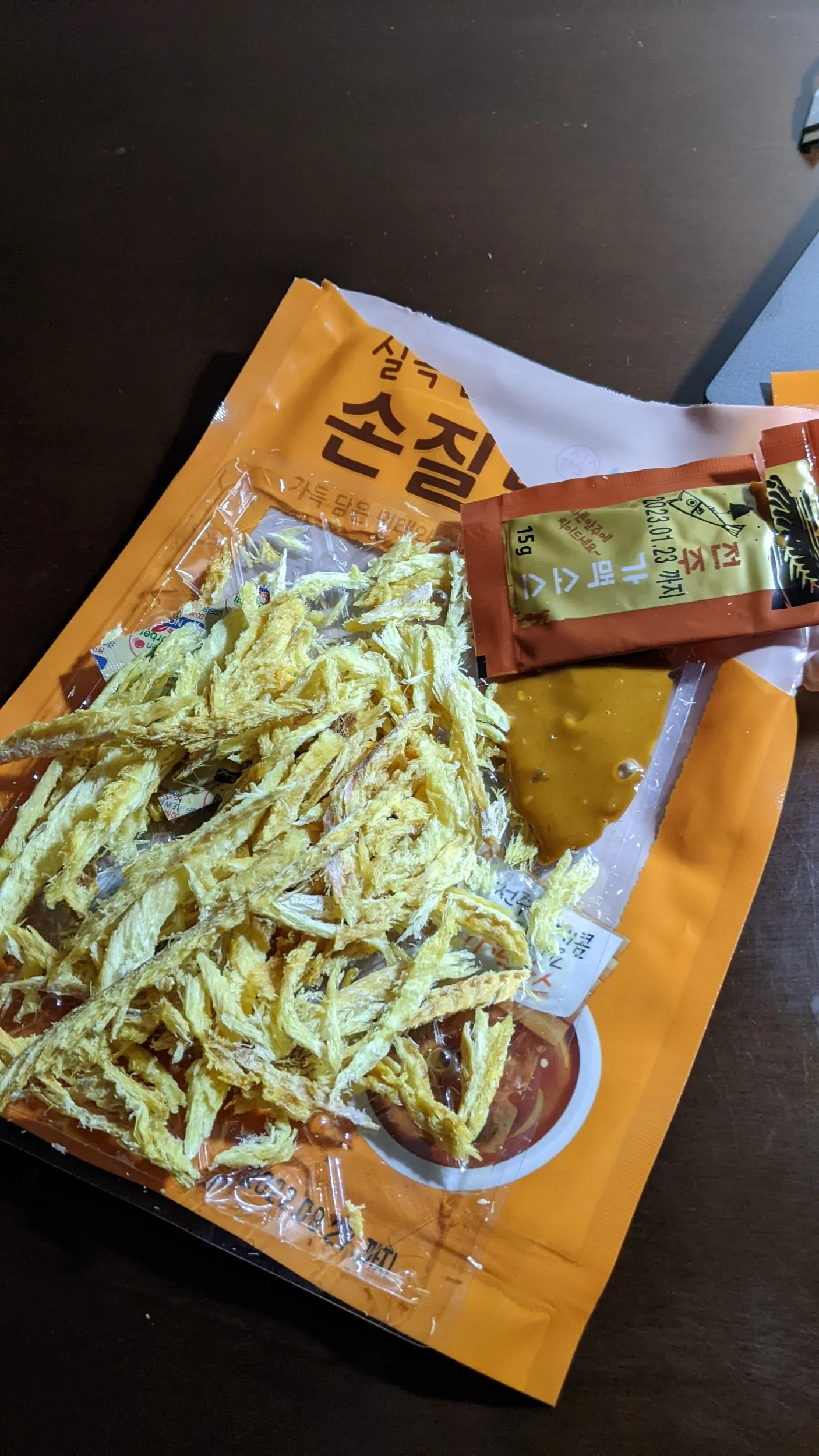  You may be able to find ready-to-eat dried pollock snacks to eat with dip at your local Korean grocery. 