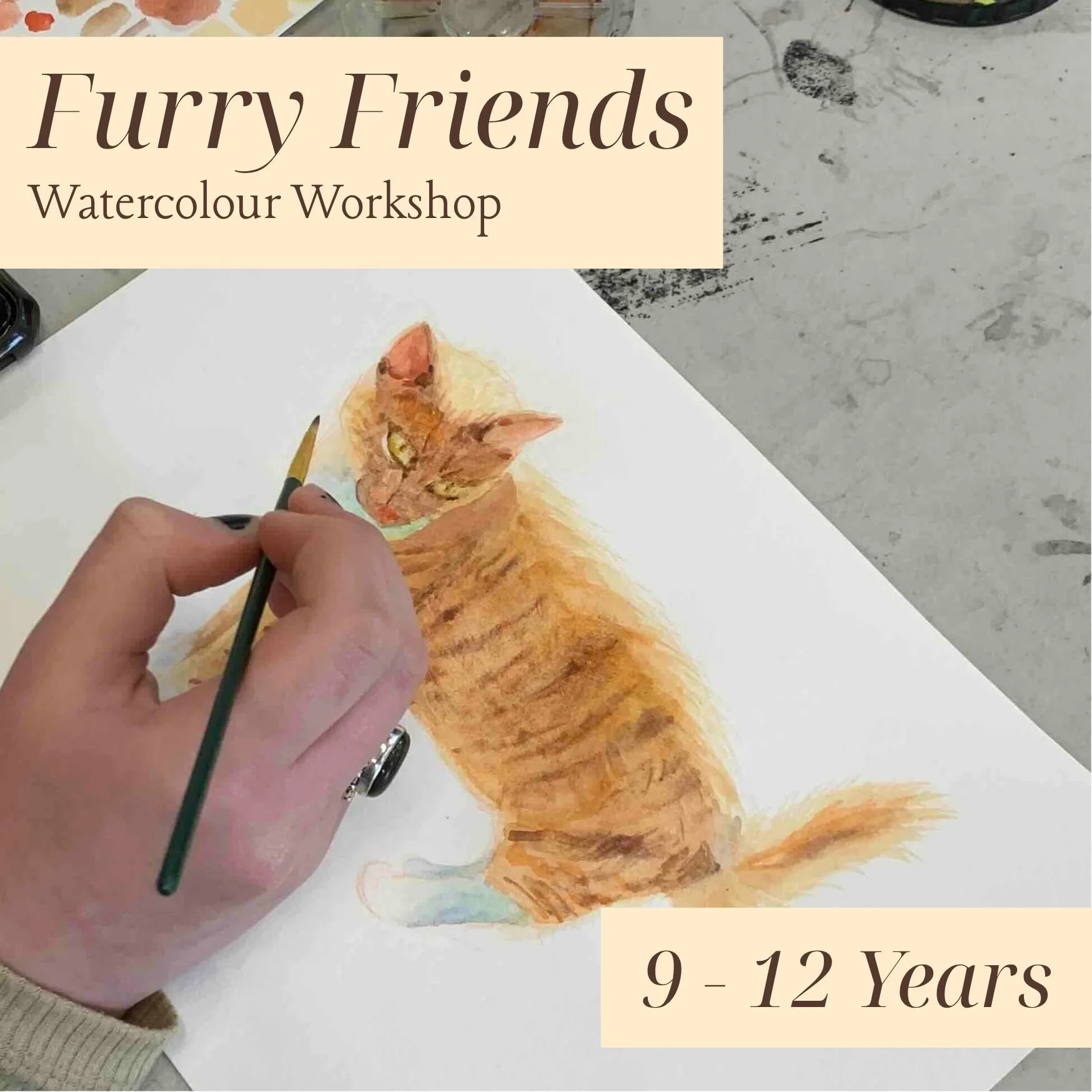 Workshop: 9 - 12 Years - Furry Friends Watercolour Workshop