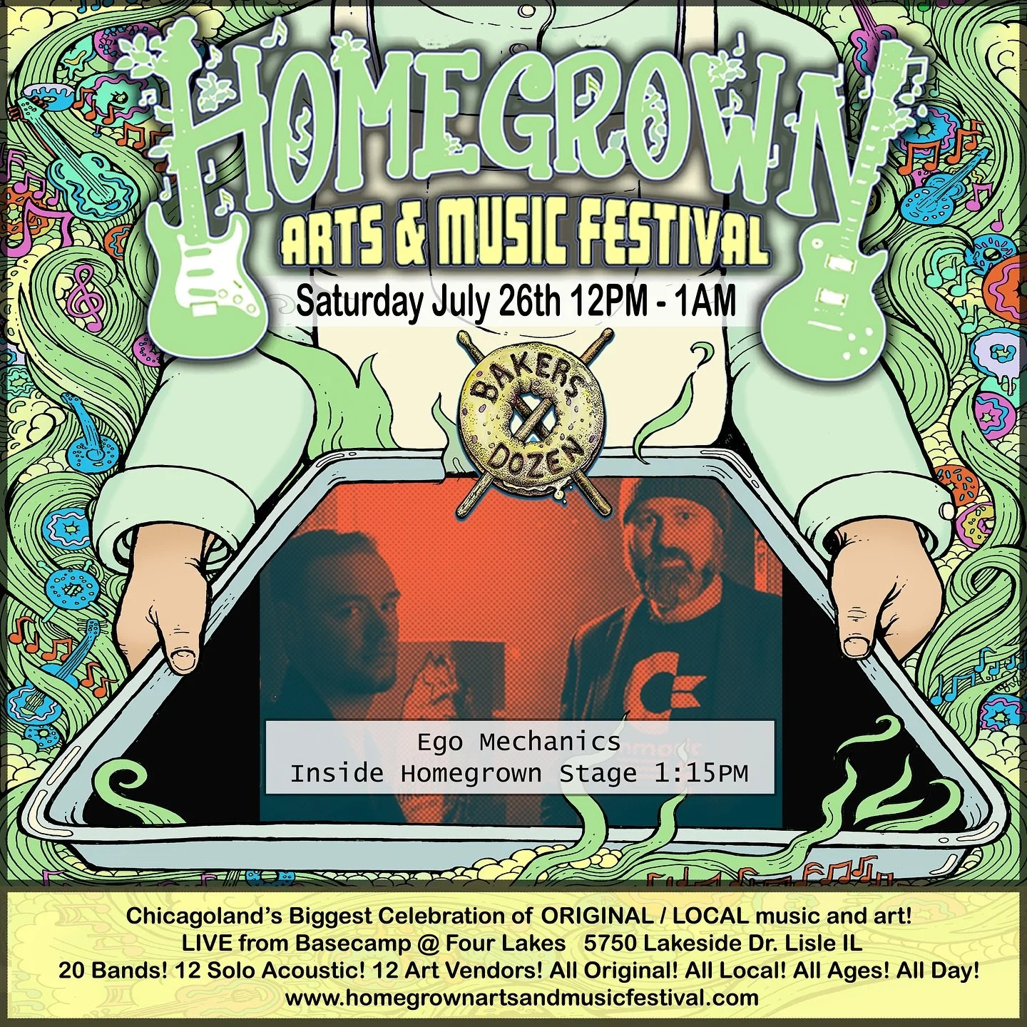 Ego Mechanics is excited to perform Chicagoland&rsquo;s biggest and longest running celebration of original music and art. This is one of our most important shows of the year. We have DISCOUNTED tickets that are only available through the artists, so