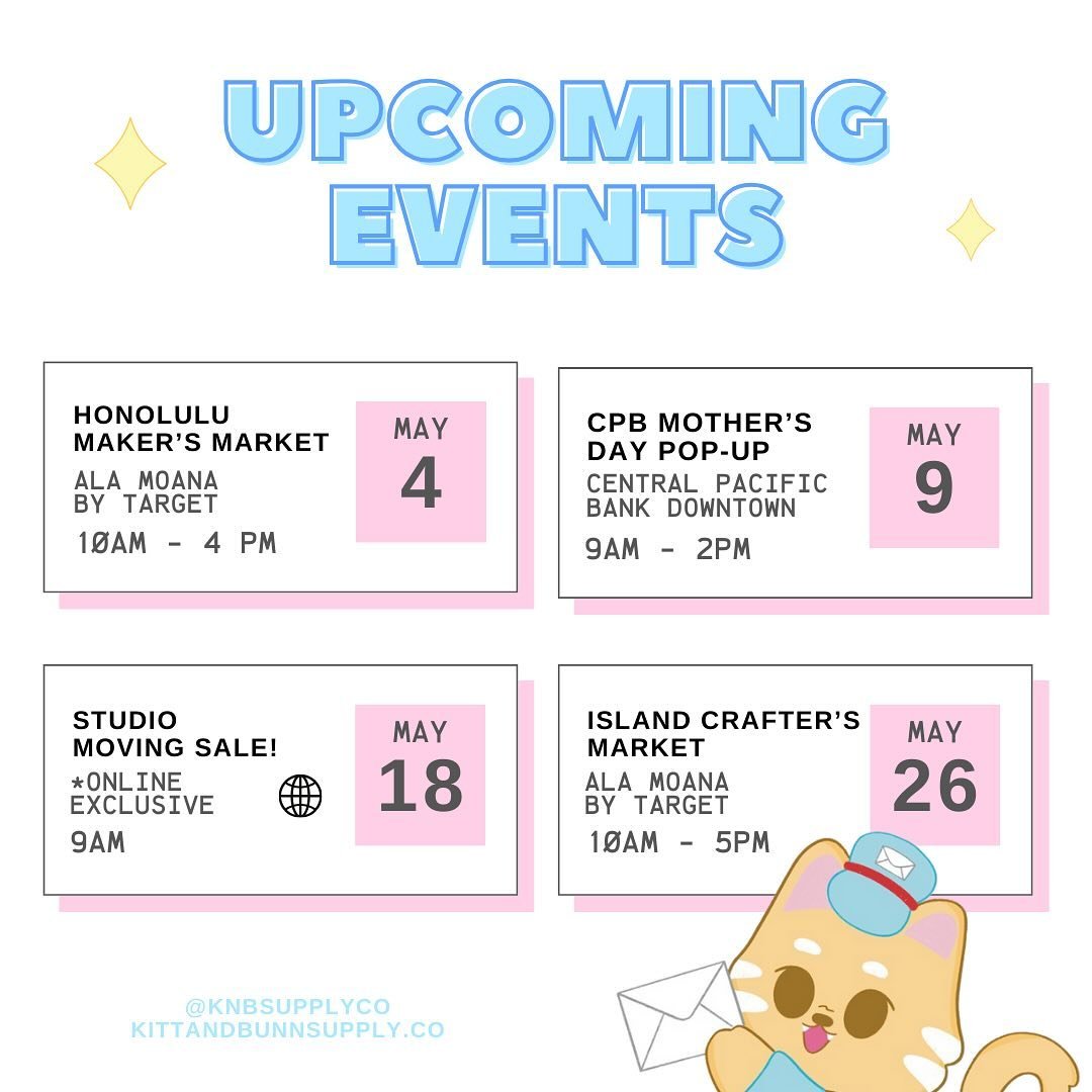 🗓️ May dates are here ~ pending on 1 other event which we will update via IG stories ☺️

🛻 💨 we are moving to a new home 🏠 in June so we are bundling &amp; discounting items to help clear out sitting inventory before our big move 📦 ✨

🐱❗️We are