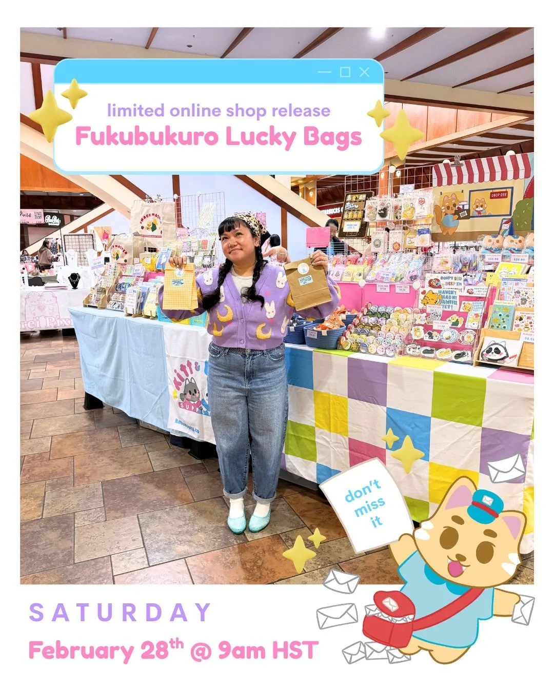 Are you guys feeling lucky? 🛍️✨ Which bag are you putting your luck on? 

Let&rsquo;s put your luck to the test this Saturday, February 28th at 9am HST during our Fukubukuro Lucky Bag *LIMITED* online release 🙂&zwj;↕️🤭 Just kidding tho, you won&rs