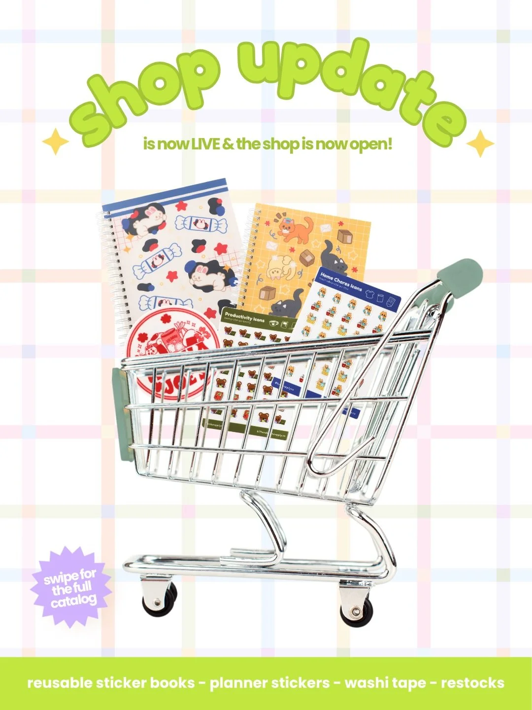 📣 Shop is now OPEN 🥳 come by and see all the new things have in our online shop ~

This washi stack is ✨EVERYTHING✨ to me 🥹 not only is it my original characters but its newest additions so my series ~ The Snack Master &amp; The Toast Office 🤭

@