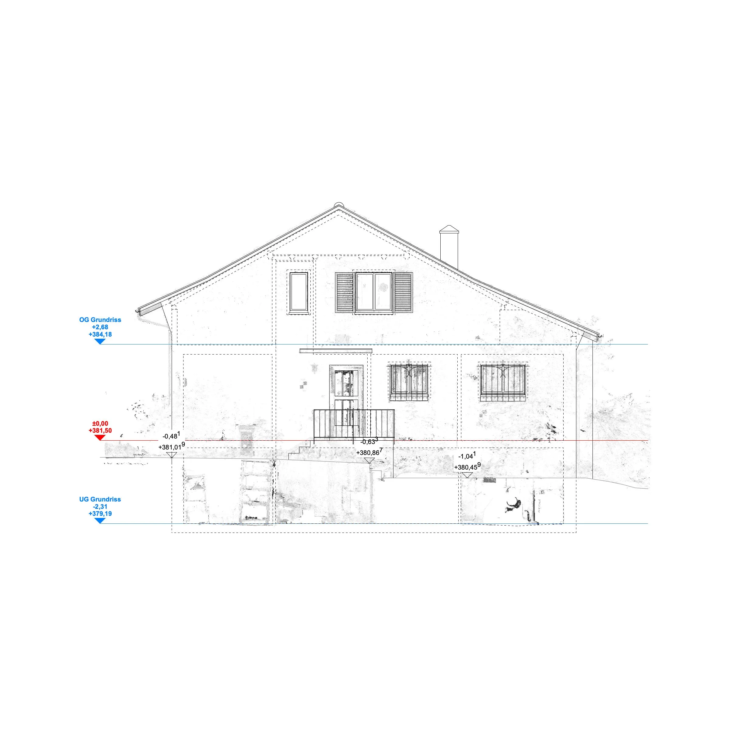  Fassade Nord mit Punktwolke 