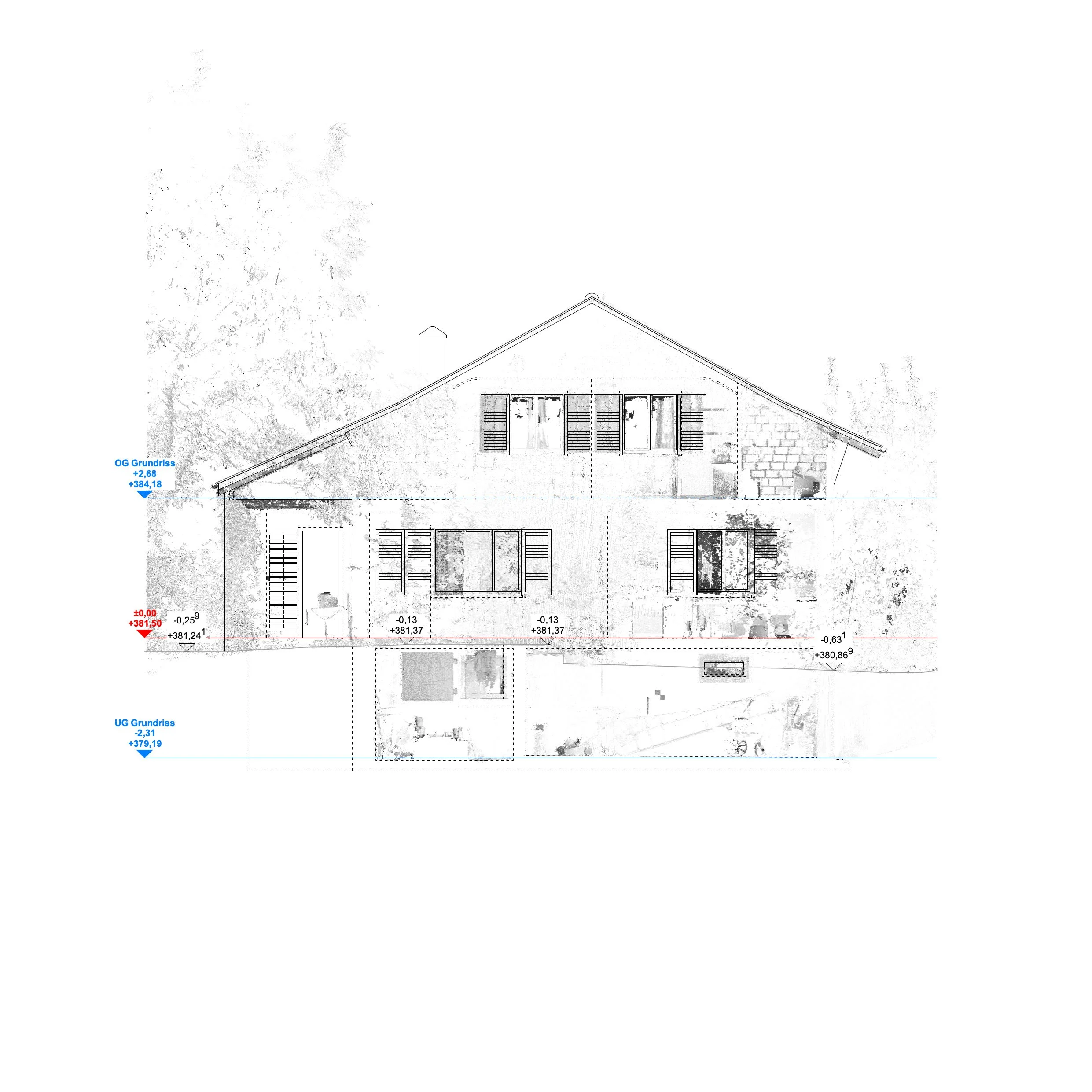  Fassade Süd mit Punktwolke 