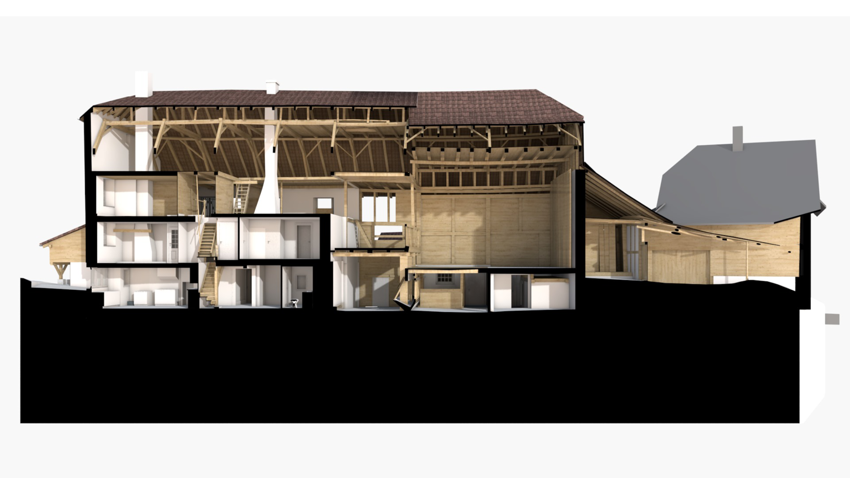  Längsschnitt Wohnhaus und Ökonomie 