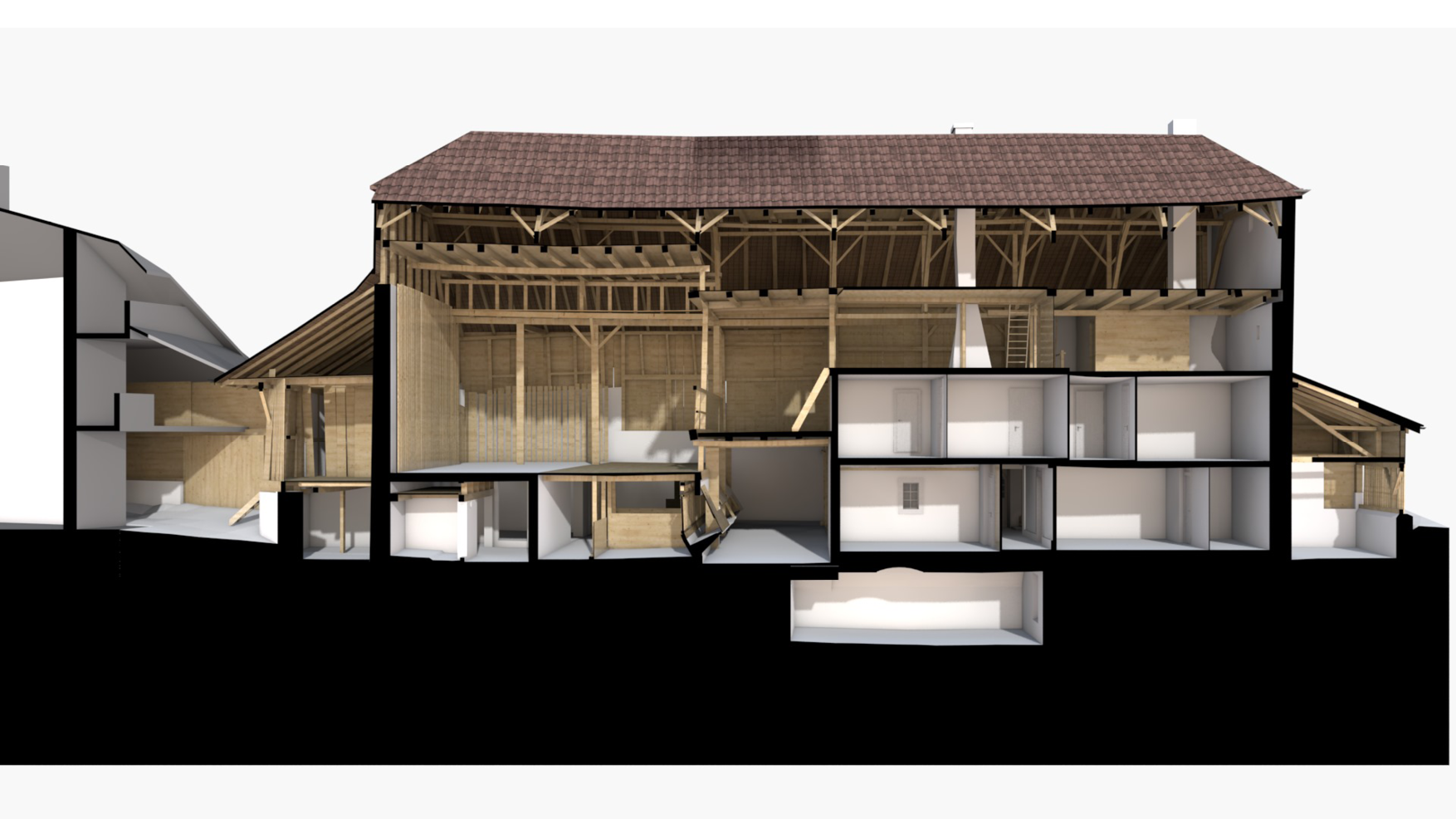  Längsschnitt Ökonomie und Wohnhaus 