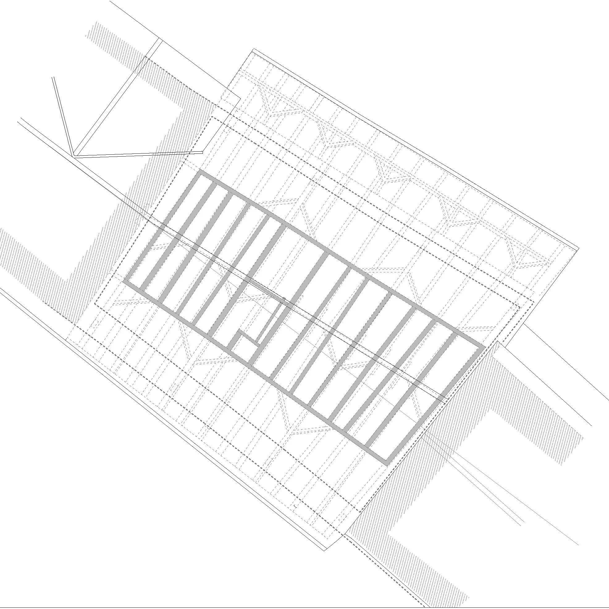  Dachaufsicht-Holzstruktur unter Dach-Grundriss ohne Scan 
