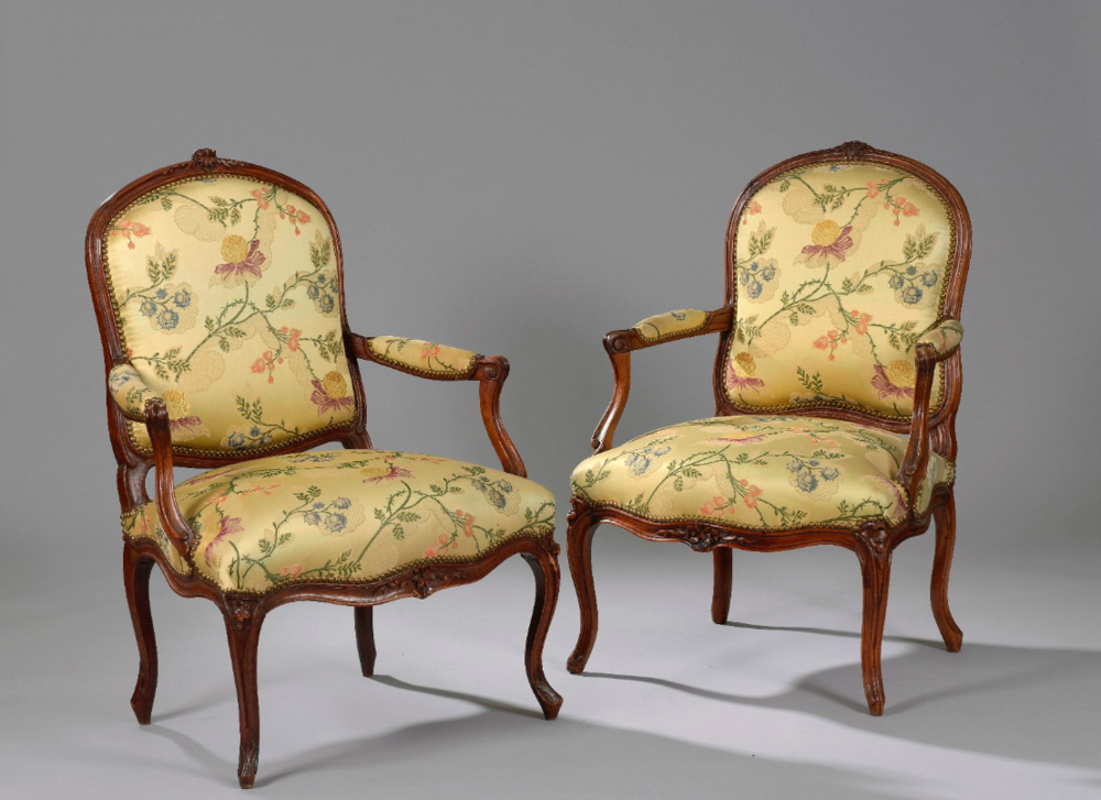 Pair of Louis XV period flat-back armchairs - Ref.94656