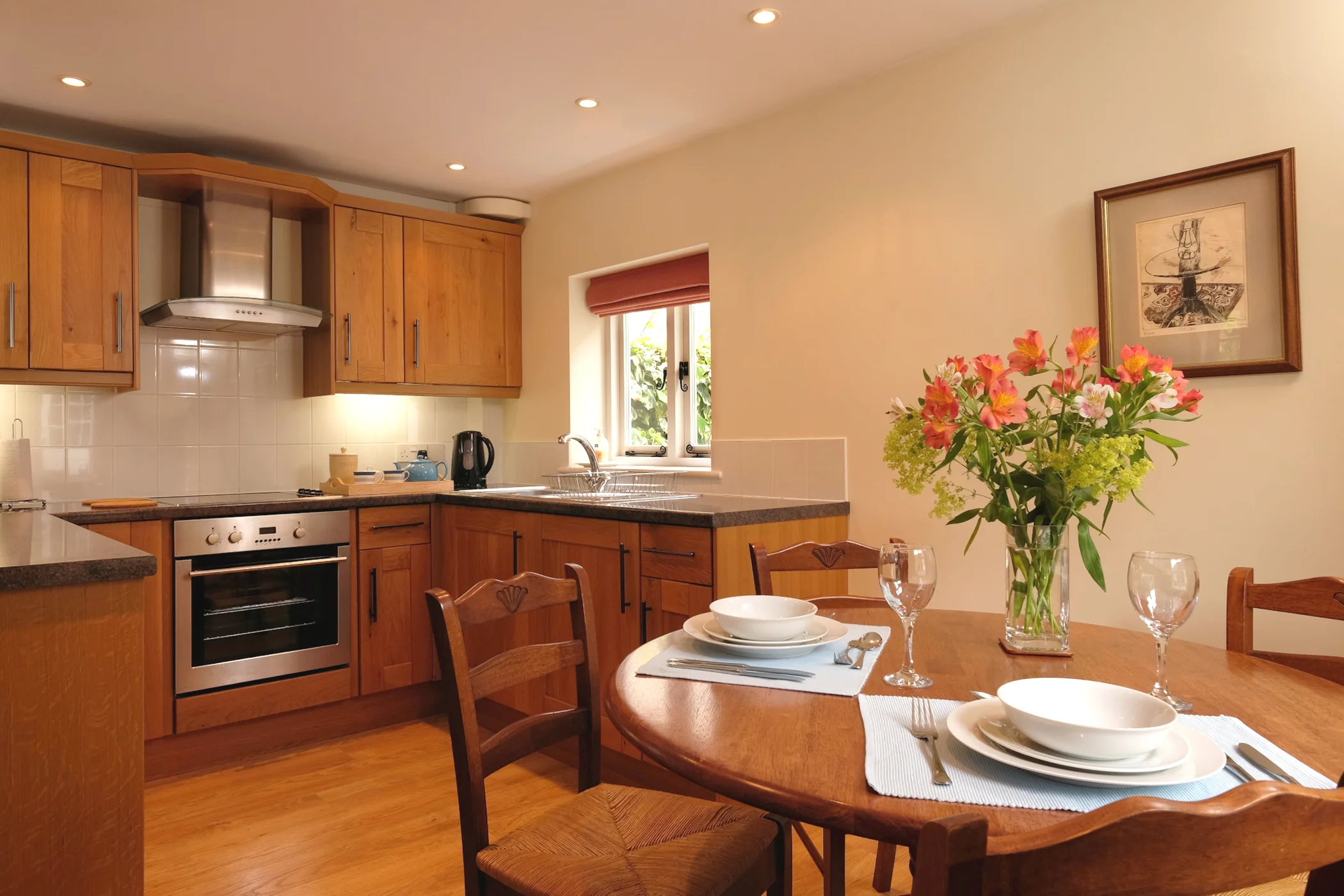 The kitchen diner is well equipped with modern appliances