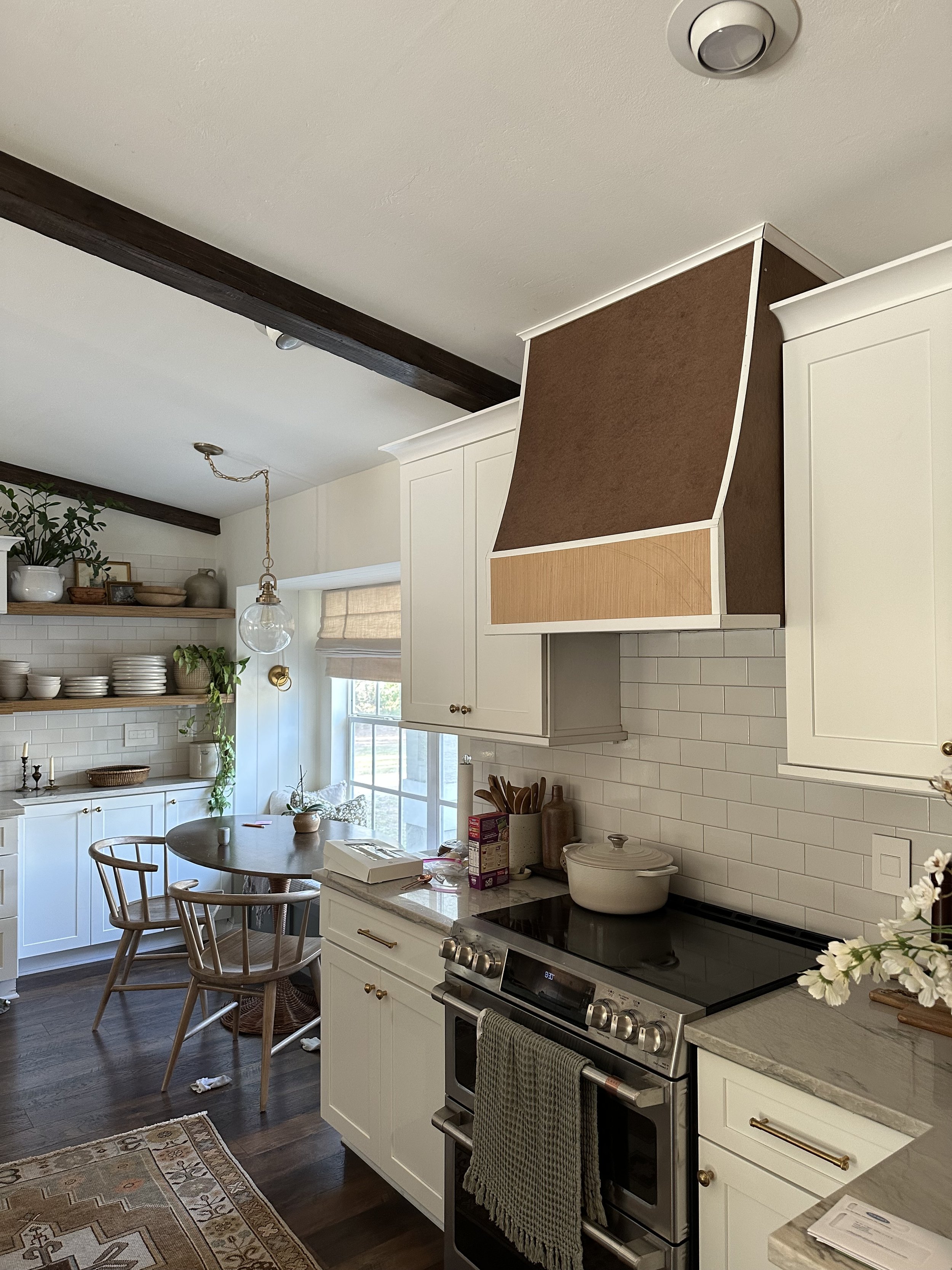 A Frame Style Wooden Range Hood Solid Hardwood Face and Trim 