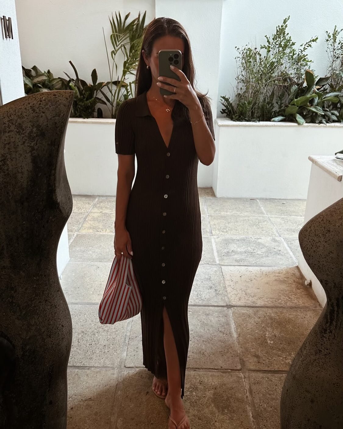 Classy, chic + cute &mdash; so many ways to describe the Undertow Dress. This ankle-length number is made from sweater rib fabric and features intricate buttons down the front, a collared neckline and v-front 🤎 available in espresso bean &amp; light