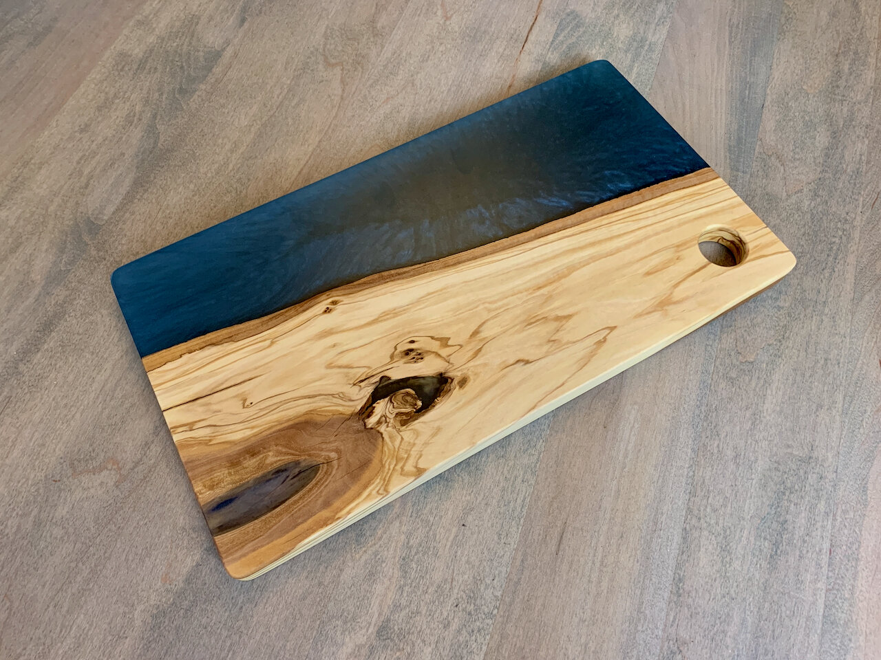 Olivewood and Blue Epoxy Serving Board