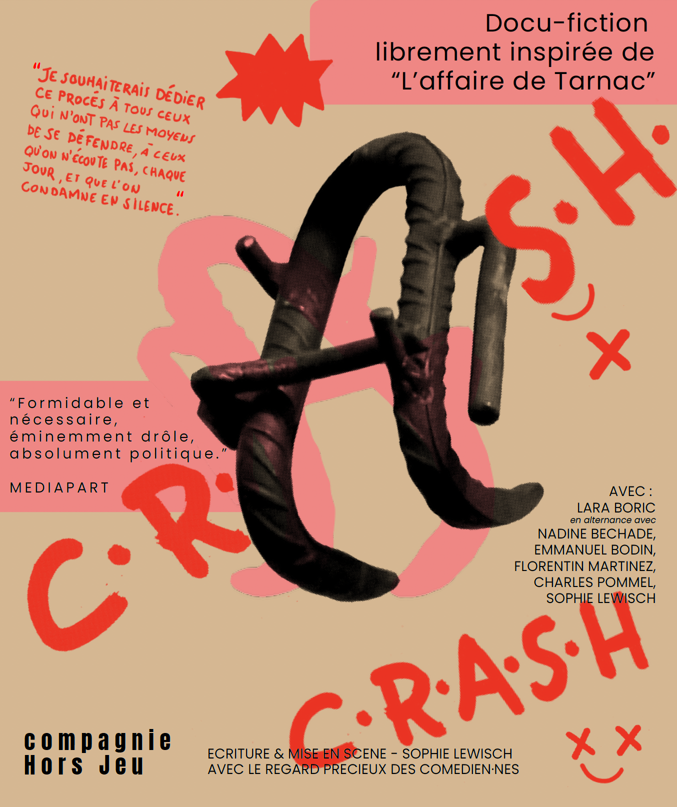 C.R.A.S.H. du 4 au 25 juillet 2026 au Festival d'Avignon (Théâtre des Carmes)