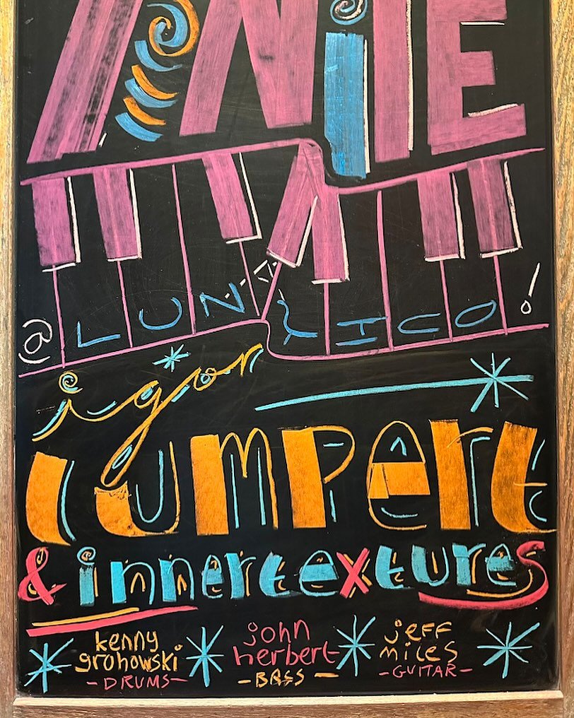 Innertextures with @kennygrohowski on drums @jeffmi_les on guitar and @johnhebertbass on bass at Lunatico tonight! Two sets no cover! #kennygrohowski #innertexturestour&nbsp;#igorlumpert&nbsp;#iamthespiritoftheearth&nbsp;#cleanfeedrecords&nbsp;#jazzs