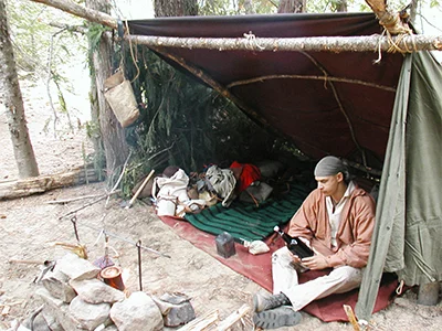 My buddy Nate in our lean to