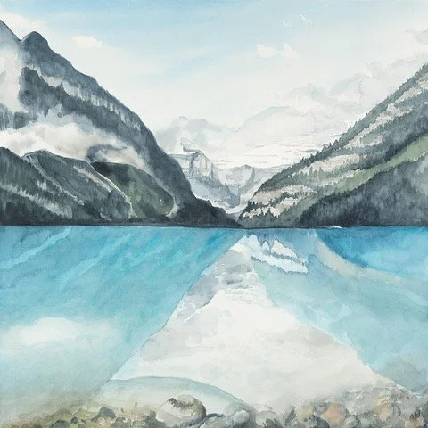 Lake Louise Watercolour Print | Canadian Rockies Wall Art