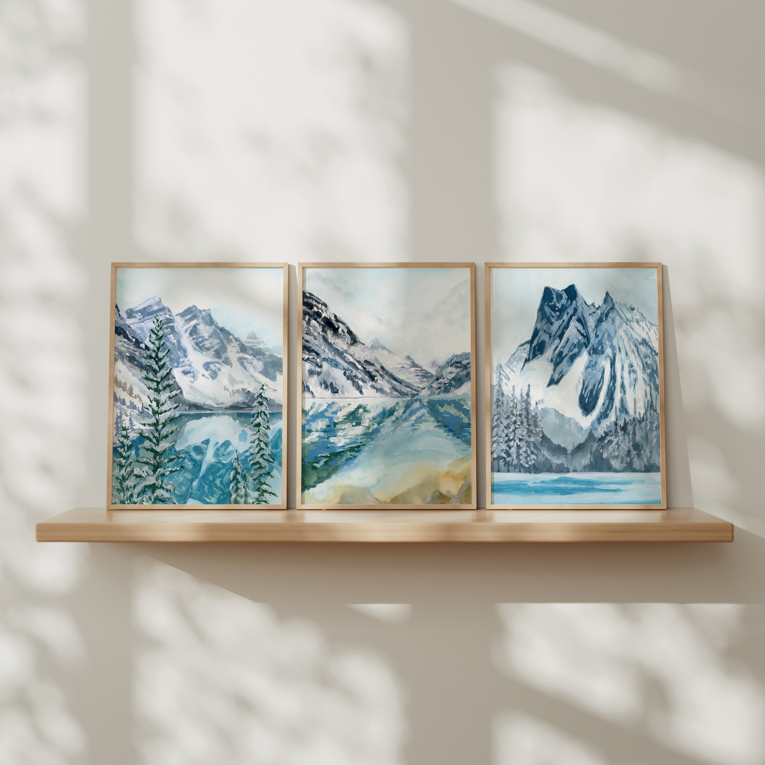Winter in the Rockies - Mountain Gouache Art Print Bundle (Set of 3)