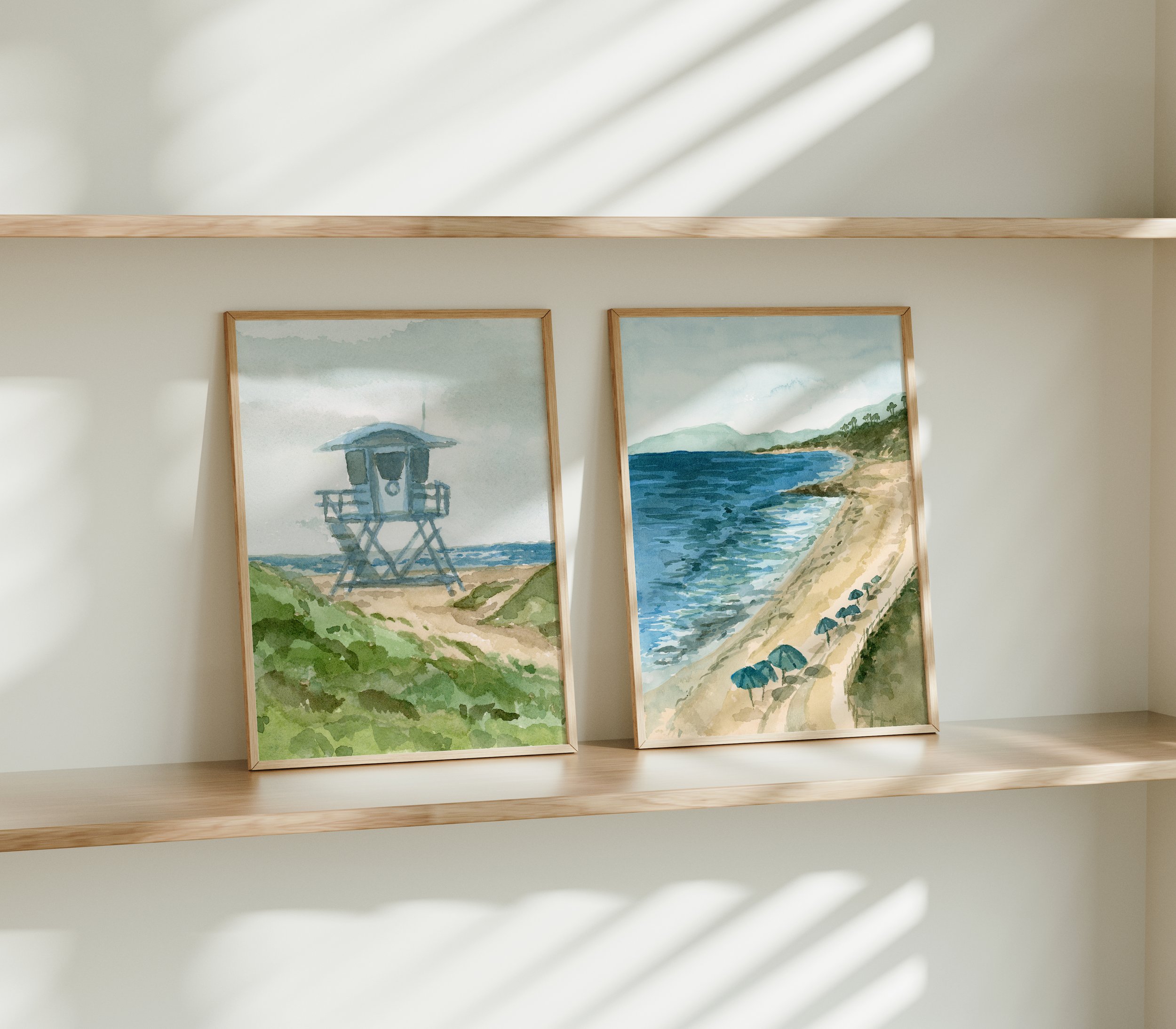 Summer at the Beach - Coastal Art Print Pair