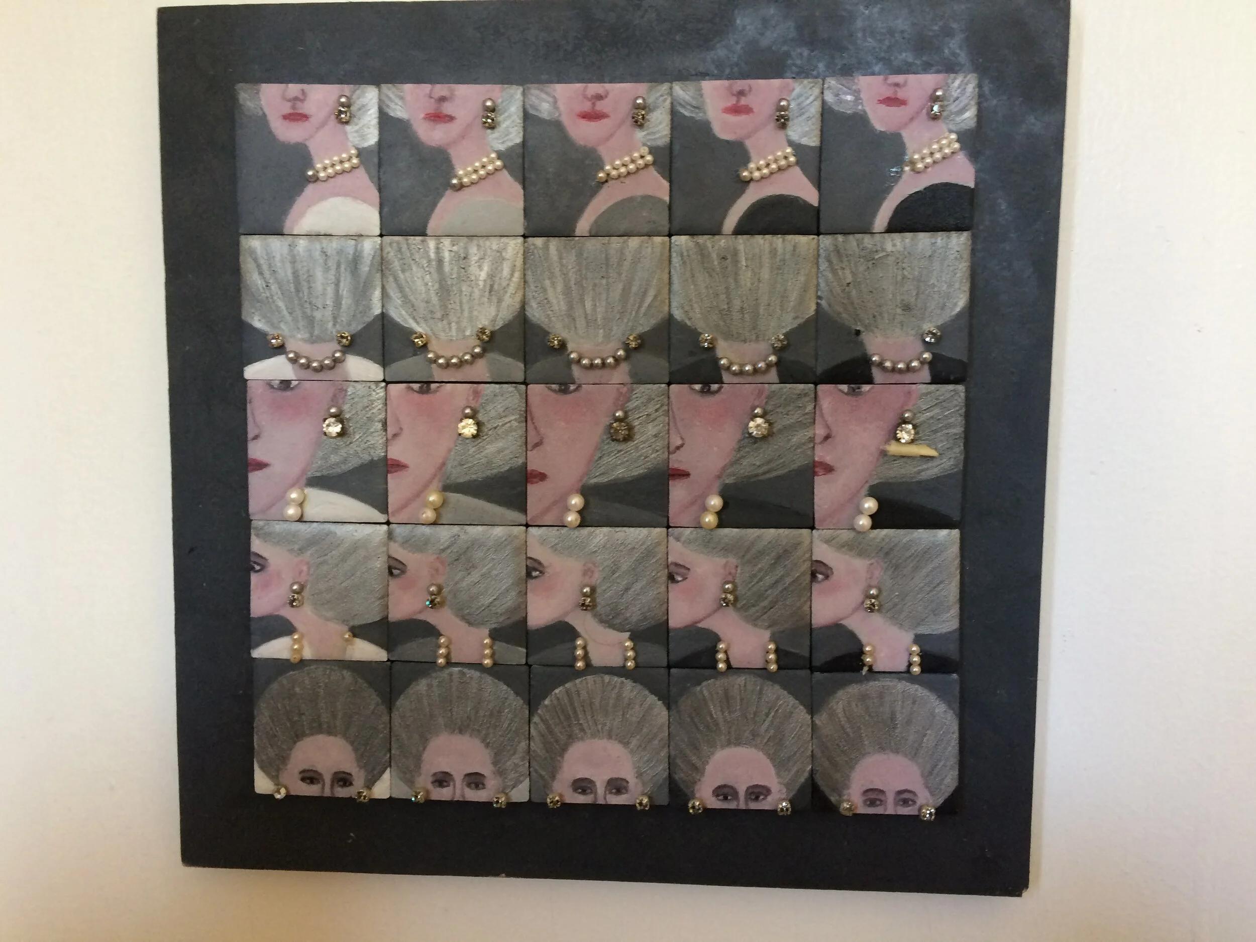 25 views of Judy's head with jewels - gray, 24 x 24