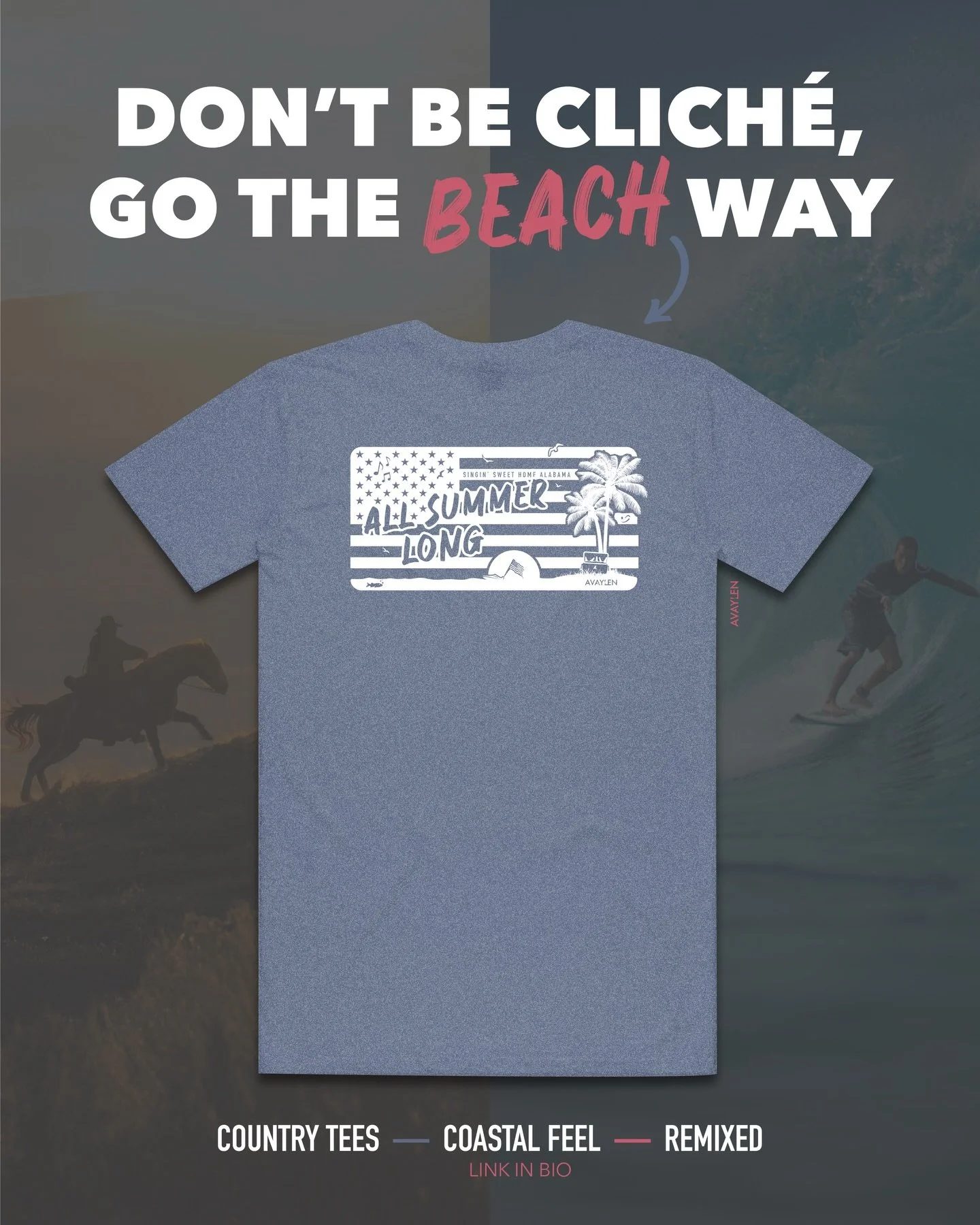 ❌ Clich&eacute;s
✅ Originality

Avaylen makes elevated coastal-inspired western tees built for beaches and backroads⚡️ Gear up on Avaylen.com
. 
.
.
#avaylen #socalcountry #countrymusic #westernwear #coastalcountry
