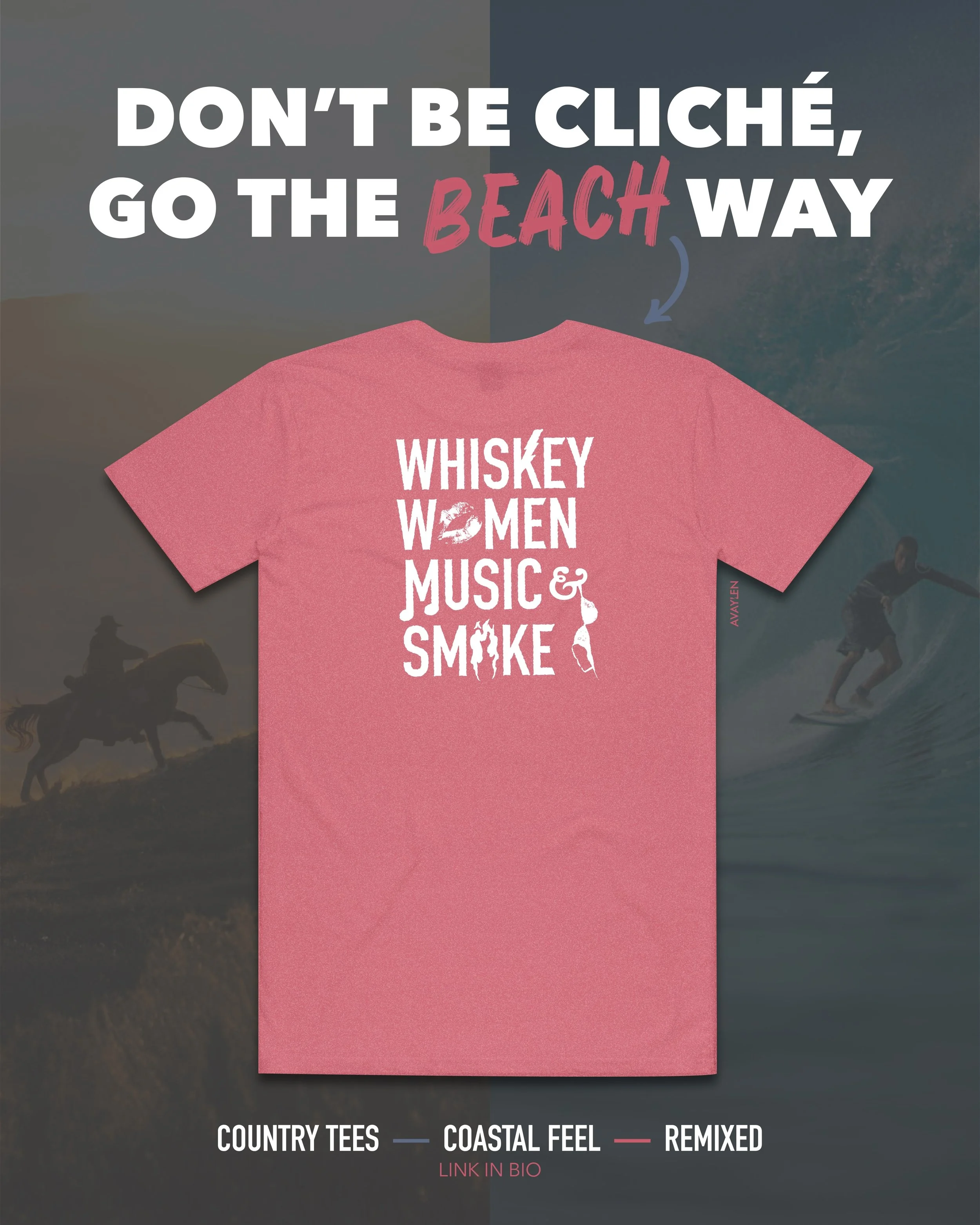 SWIPE: Constructed with a coastal touch 🌊
Crafted with western themes 🐎

Avaylen makes quality coastal-inspired western tees built for beaches and backroads &mdash; giving you an enhanced look and saving you money (from not having to repurchase tho