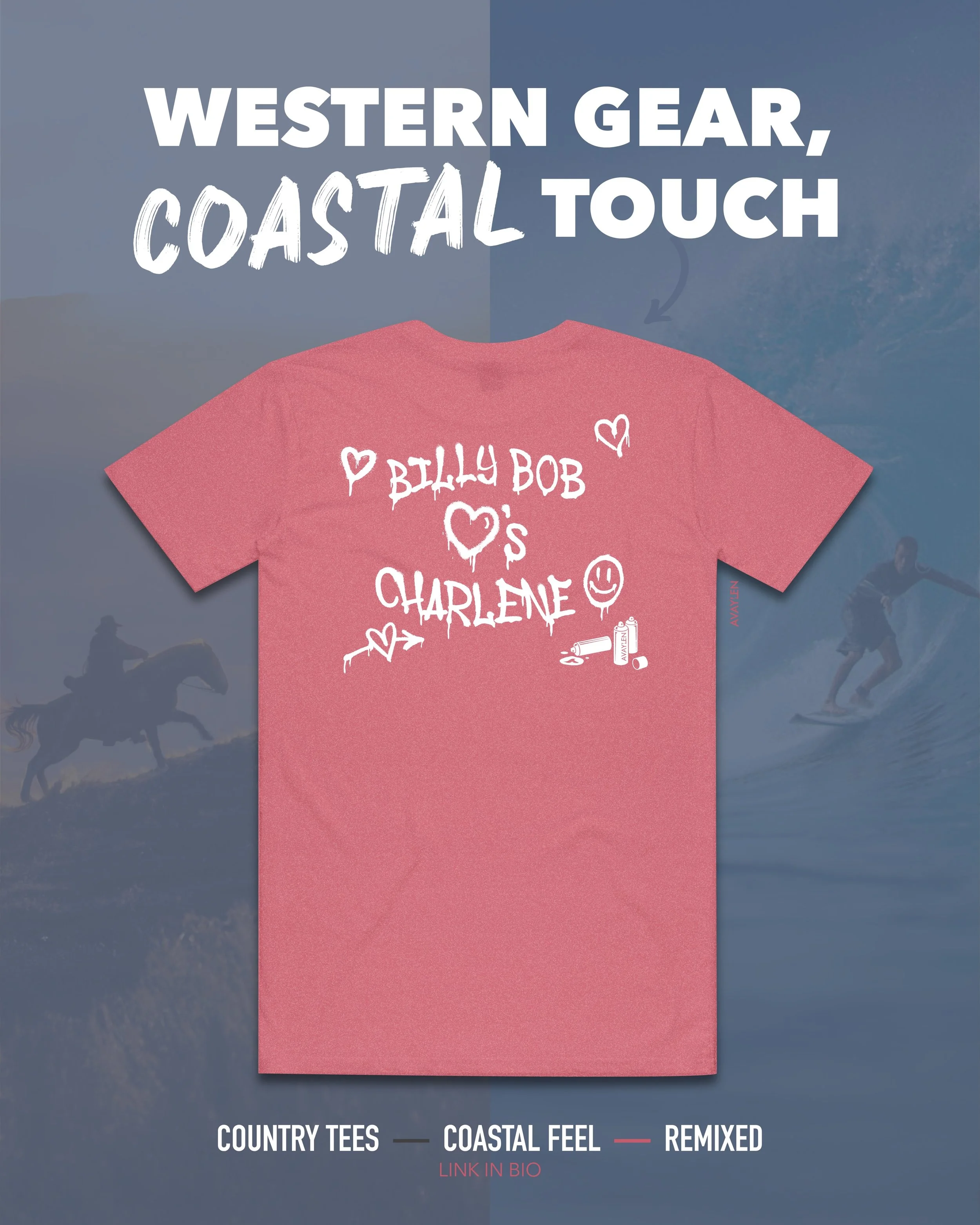We believe the Cowboy 🇺🇸and the Surfer 🌊lives in all of us. It lives in you⚡️

Avaylen makes elevated coastal-inspired western tees built for beaches and backroads⚡️Gear up on Avaylen.com
.
.
.
#avaylen #socalcountry #countrymusic #westernwear #co