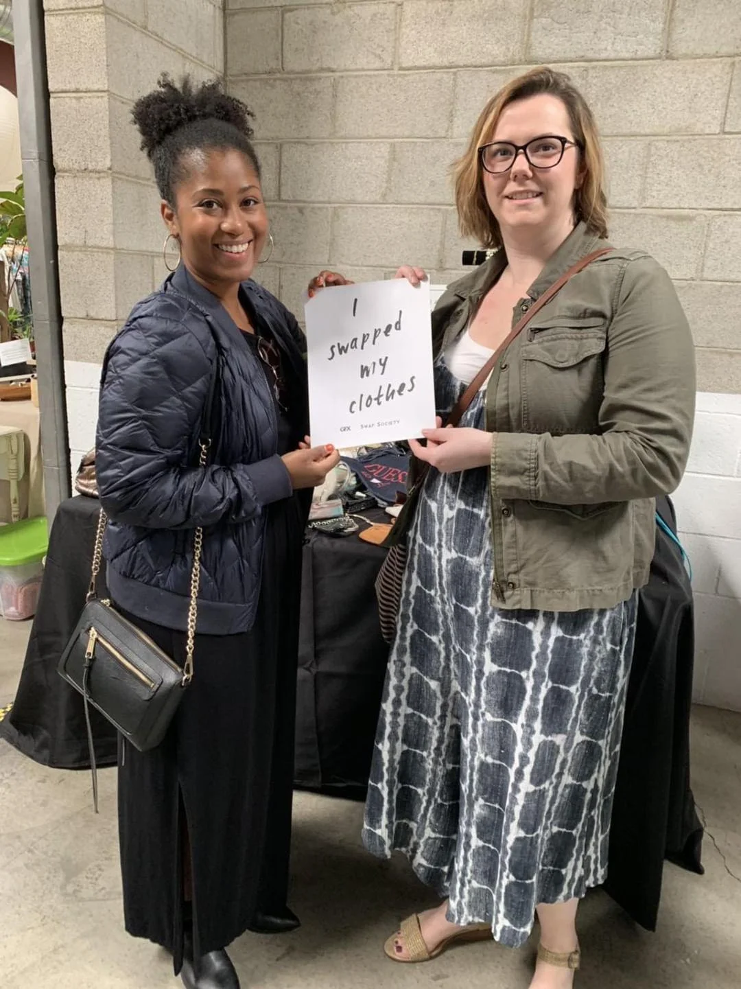 Garment Hub Marketing Strategist Lauren and I at the Global Fashion Exchange Clothing Swap in Los Angeles, November 2018