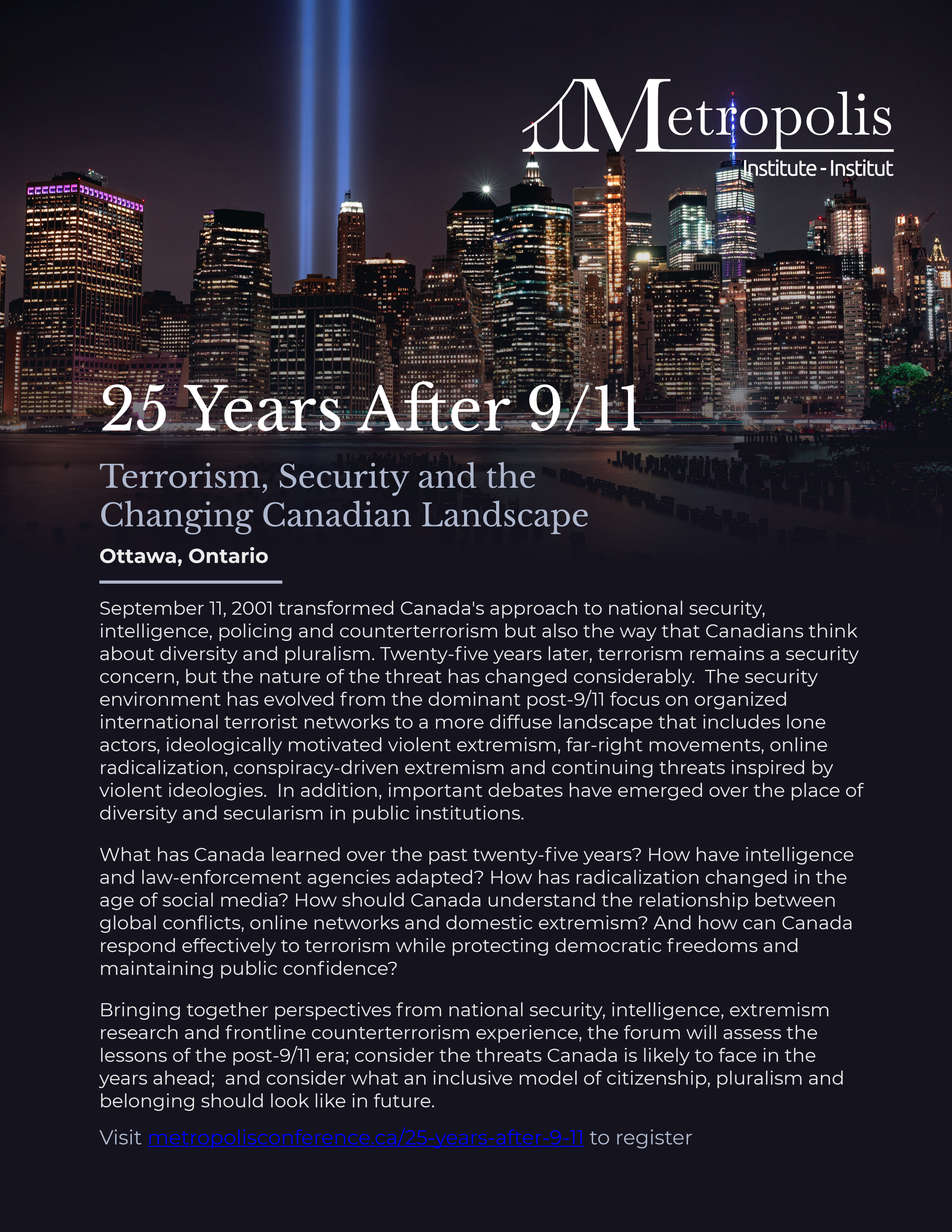 AVIS AUX MÉDIA - 25 ans après le 11 septembre: la culture de sécurité nationale du Canada et l’évolution de la menace terroriste