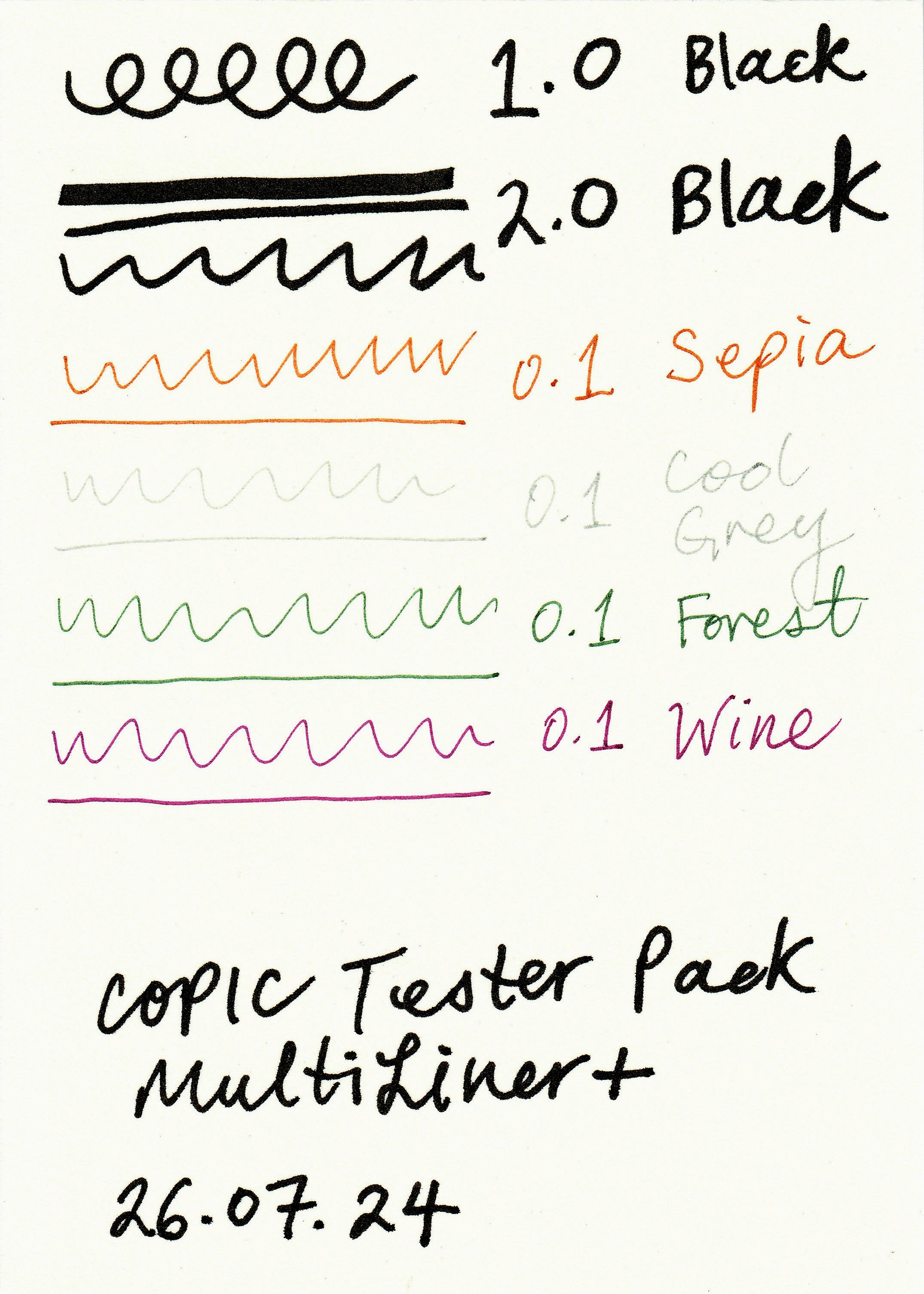 Copic Multiliner+ Test page