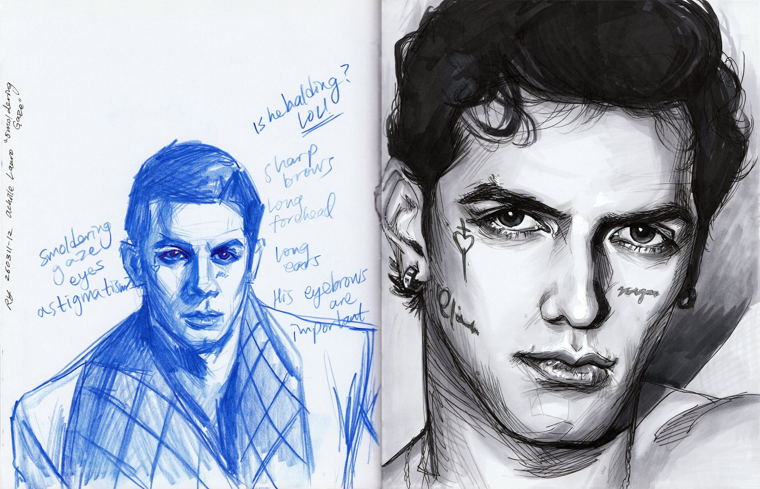 Achille Lauro - Full sketchbook spread