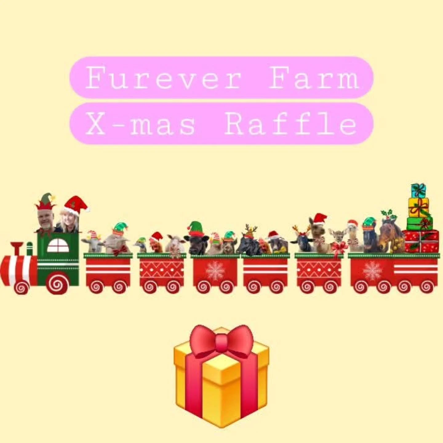Help us bring this kindness train home!

LAST DAY TO SECURE YOUR WIN!!
LAST DAY TO PURCHASE TICKETS!!
TICKET LINK IN OUR BIO!!

By purchasing your tickets to the Furever Farm Christmas Raffle you can help us continue to support and care for all of th