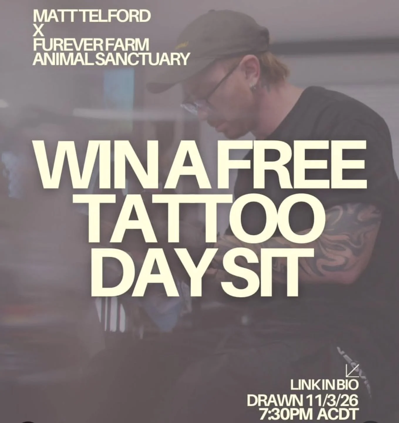 We just have to thank, specially, tattooist and all round great guy, Matt Telford for holding a raffle recently with all proceeds going to the sanctuary!

Matt is a great supporter and friend of Furever Farm, regularly thinking of us and the animals.