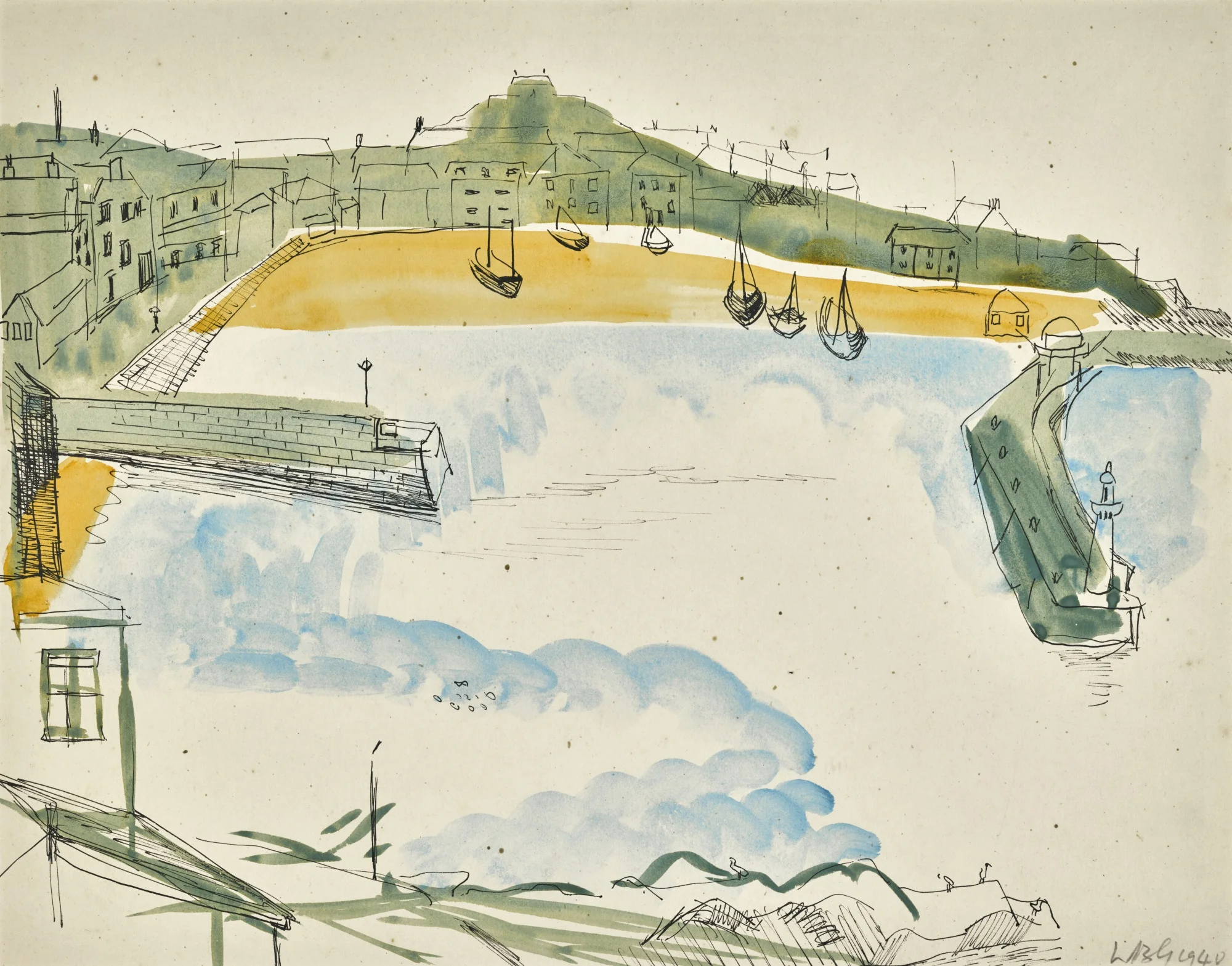 Wilhelmina Barns-Graham, View of St. Ives Harbour, 1940.