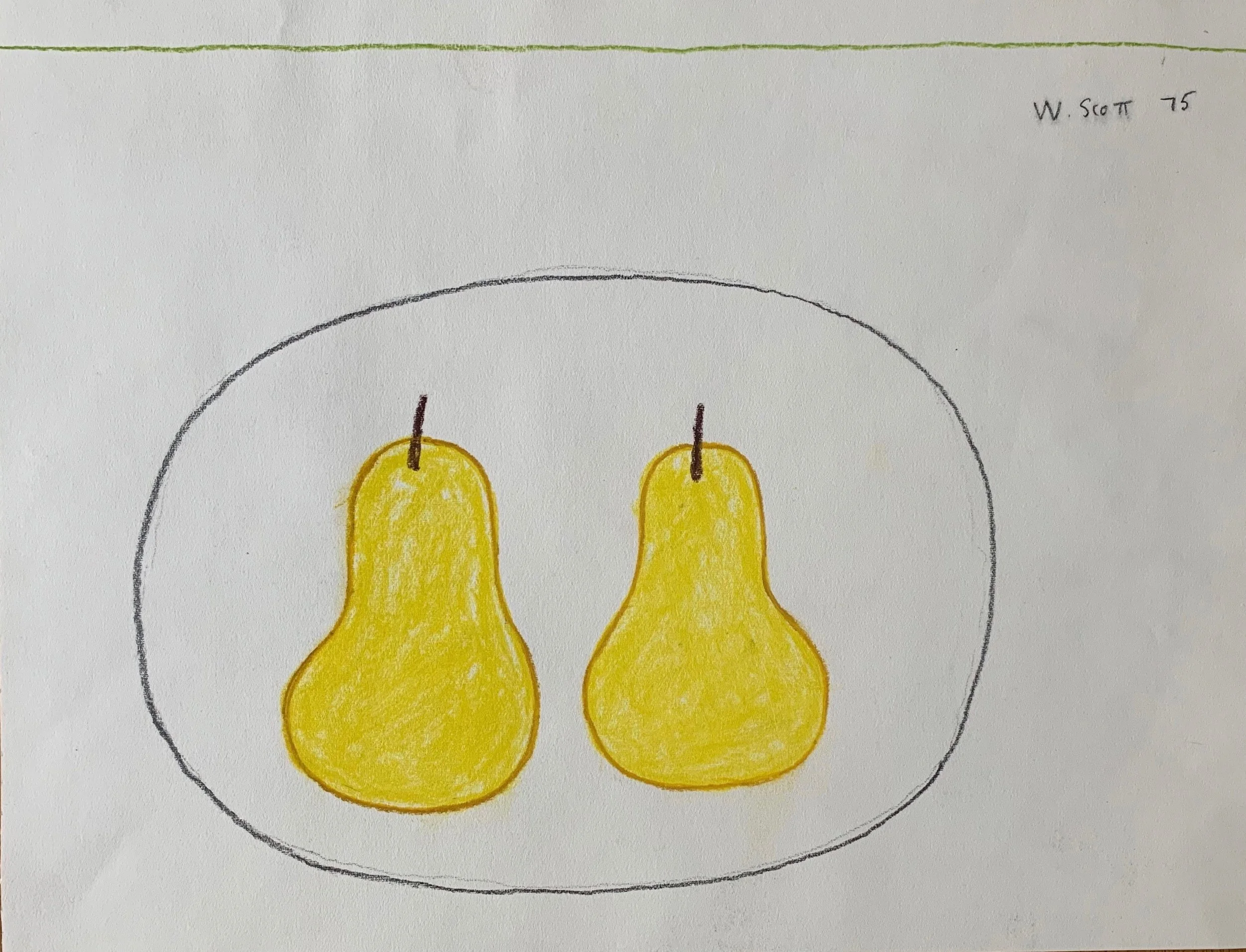 William Scott CBE RA (1913 - 1989) Two Pears (1975), Original pencil and crayon drawing in colours, 300 x 395 mm