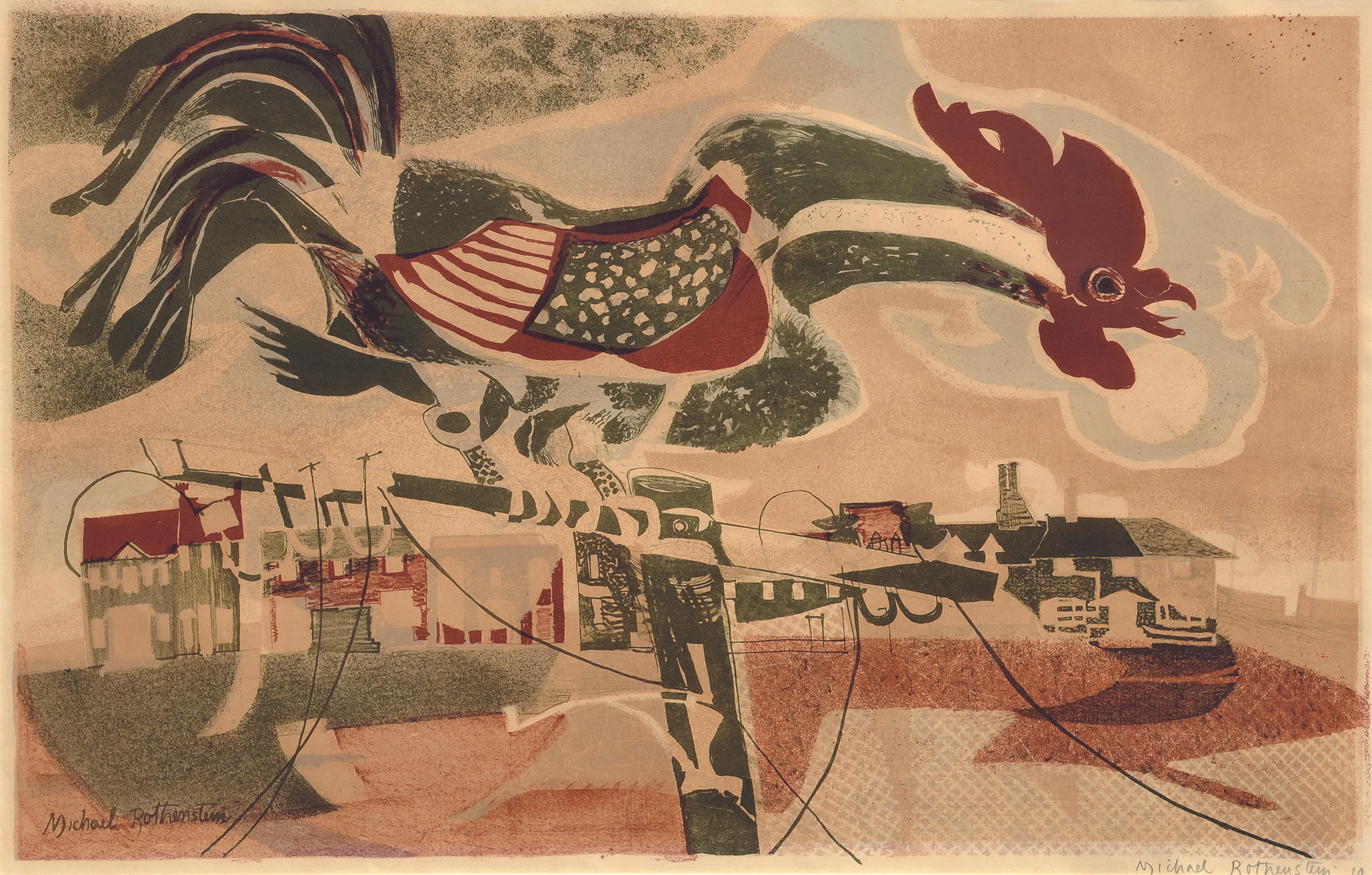 Michael Rothenstein( 1908 - 1993) , The Cockerel , Lithograph, 470mm x 730mm, 50 (not all printed)