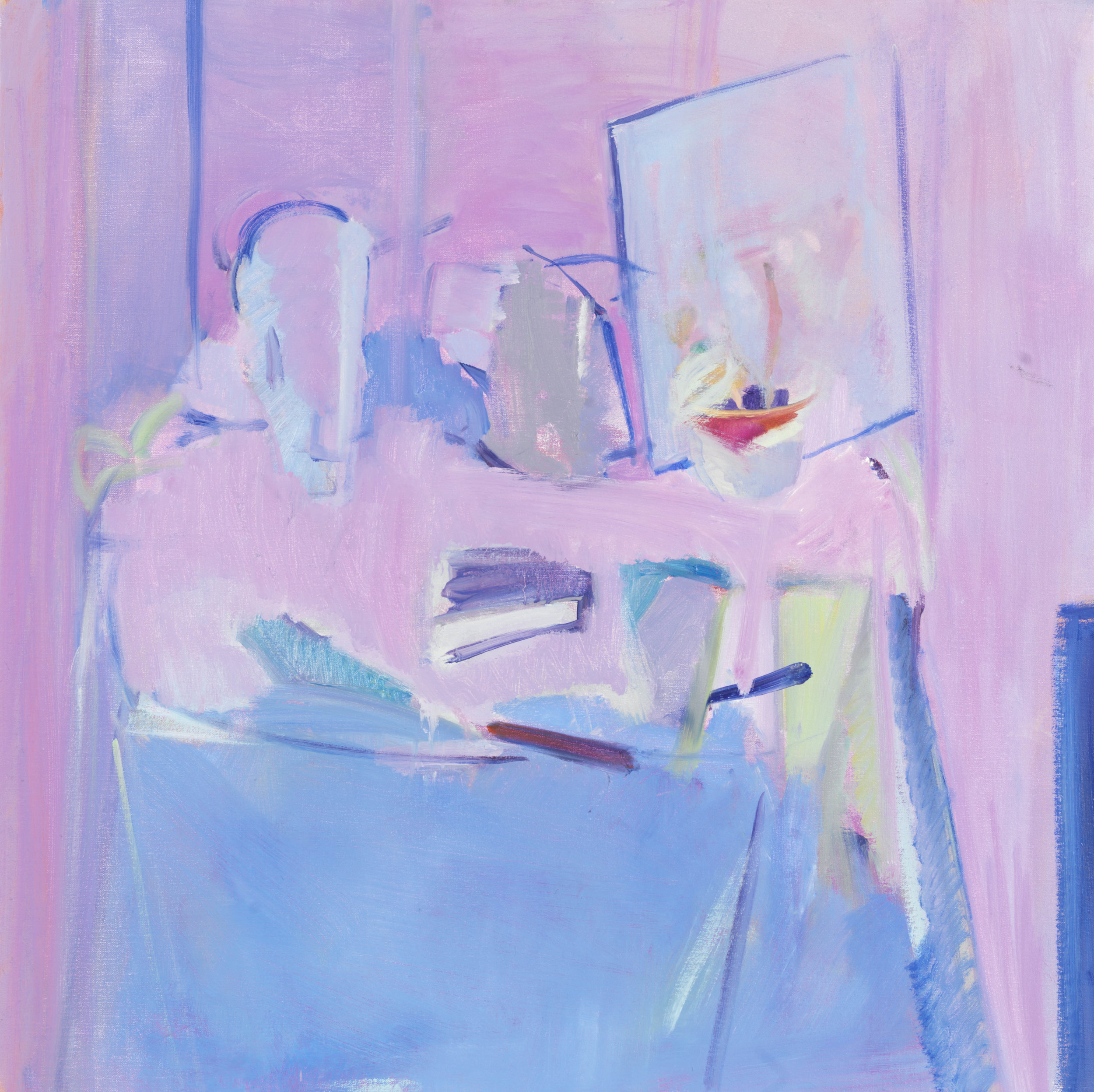 Rose Hilton (1931-2019), Blue Still Life , Oil on canvas, 76 x 76cm