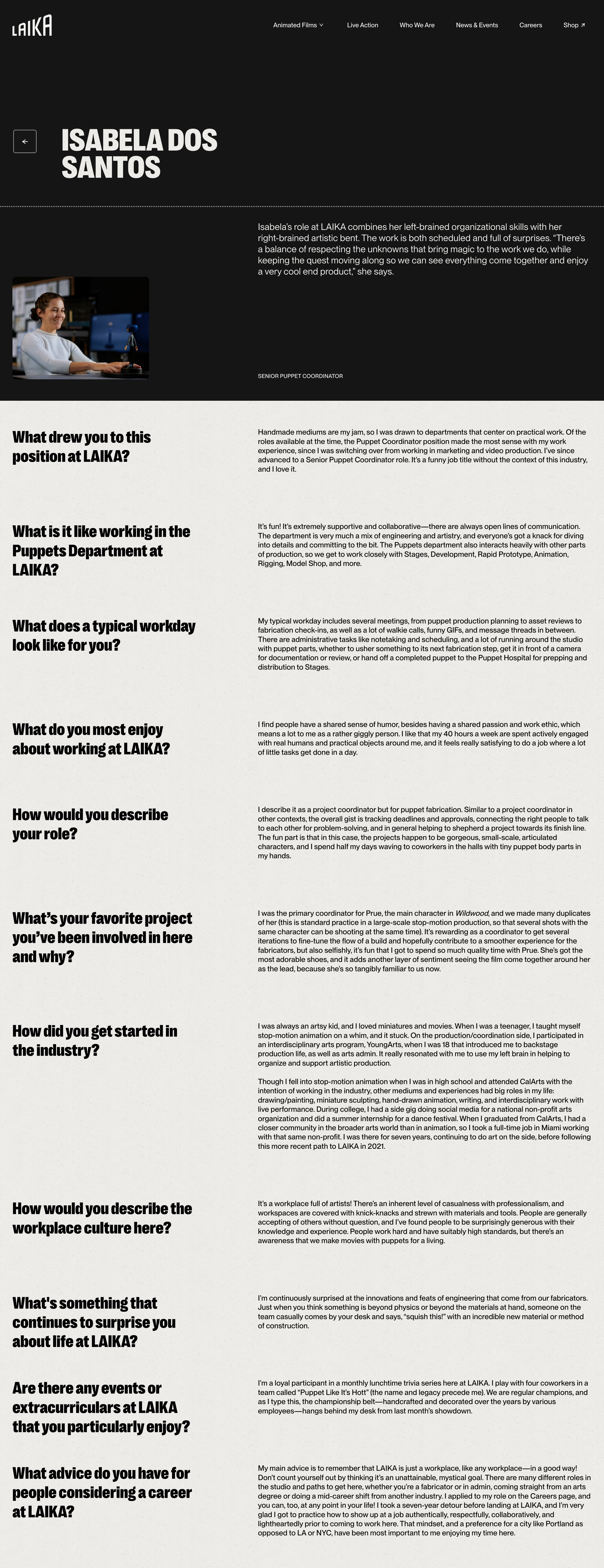 Senior Puppet Coordinator Spotlight