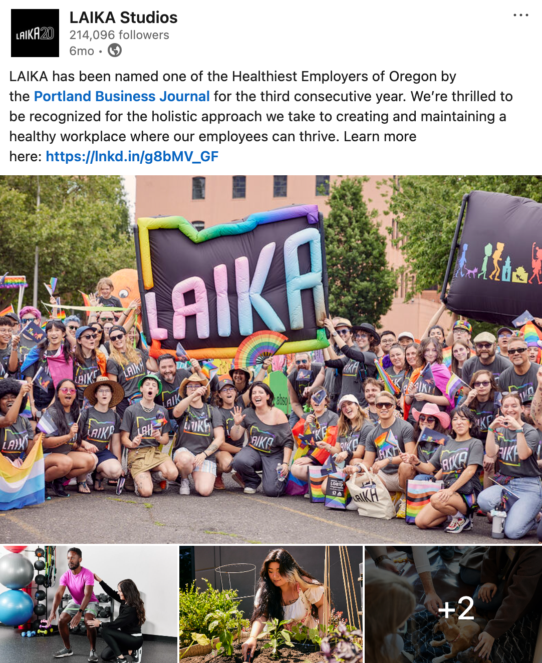 LAIKA once again ranks among the Healthiest Employers of Oregon